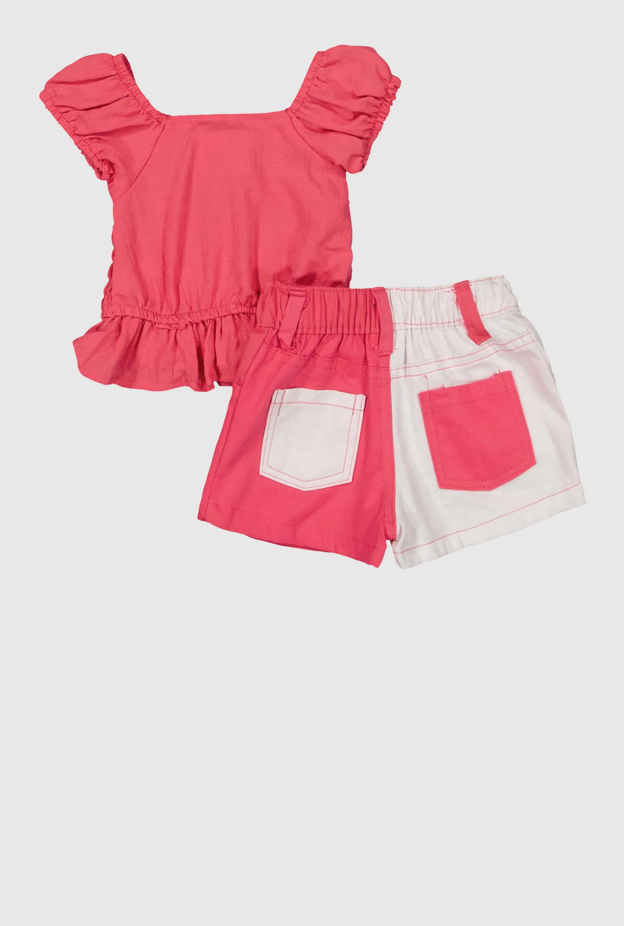Baby Girls 0-9M Smocked Peasant Top and Color Blocked Shorts