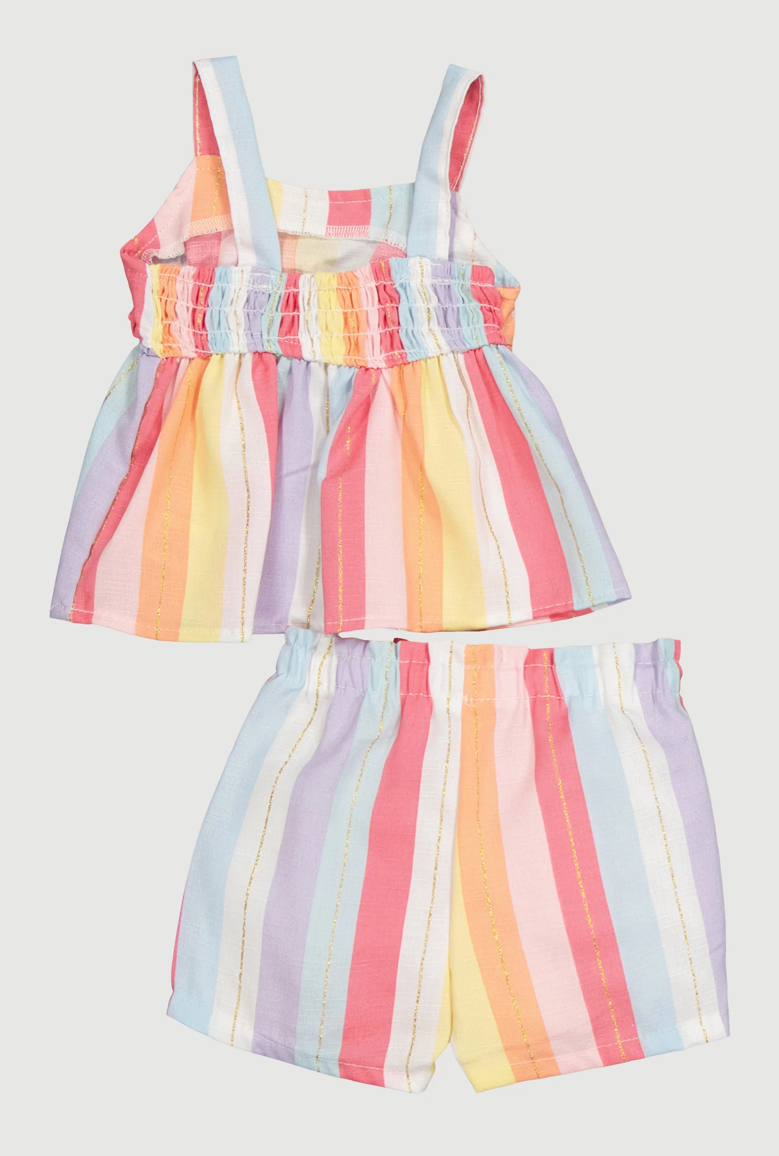 Baby Girls 0-9M Striped Tie Front Sleeveless Top and Shorts