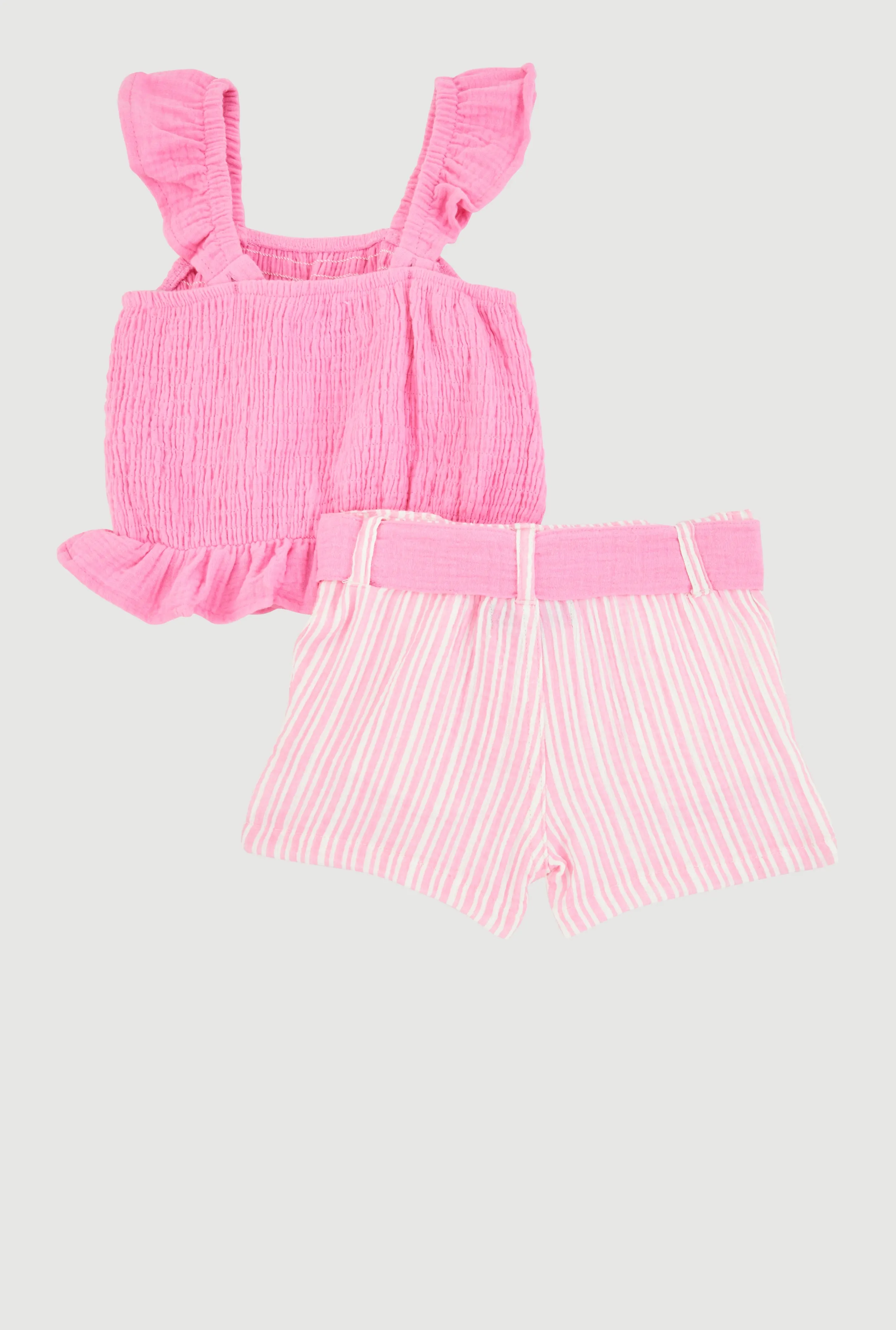 Baby Girls 12-24M Ruffled Smocked Top and Striped Shorts