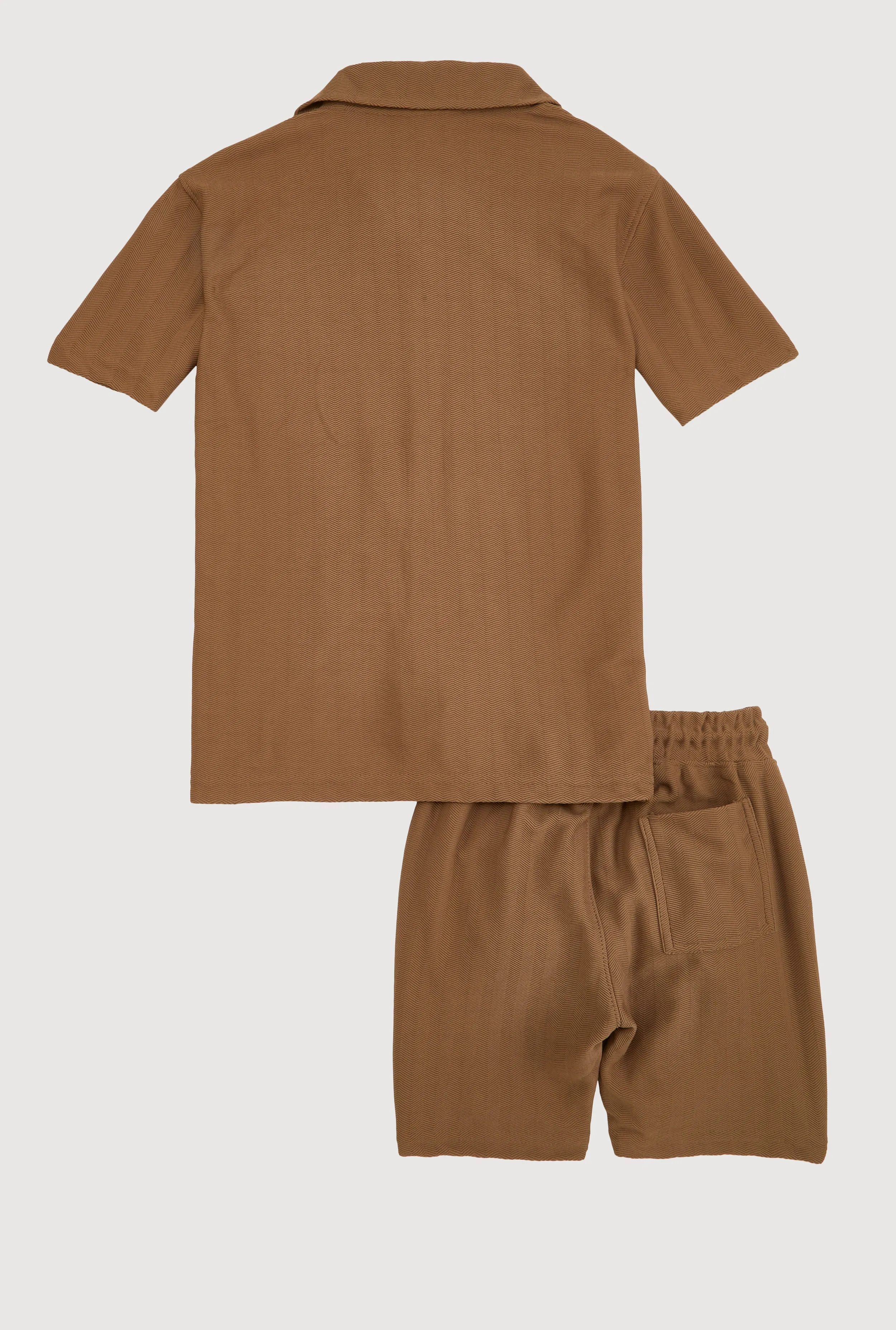 Boys Herringbone Button Front Shirt and Shorts