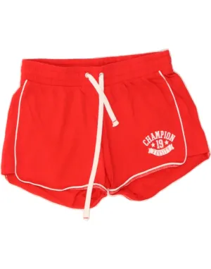 CHAMPION Womens Graphic Sport Shorts UK 14 Medium Red