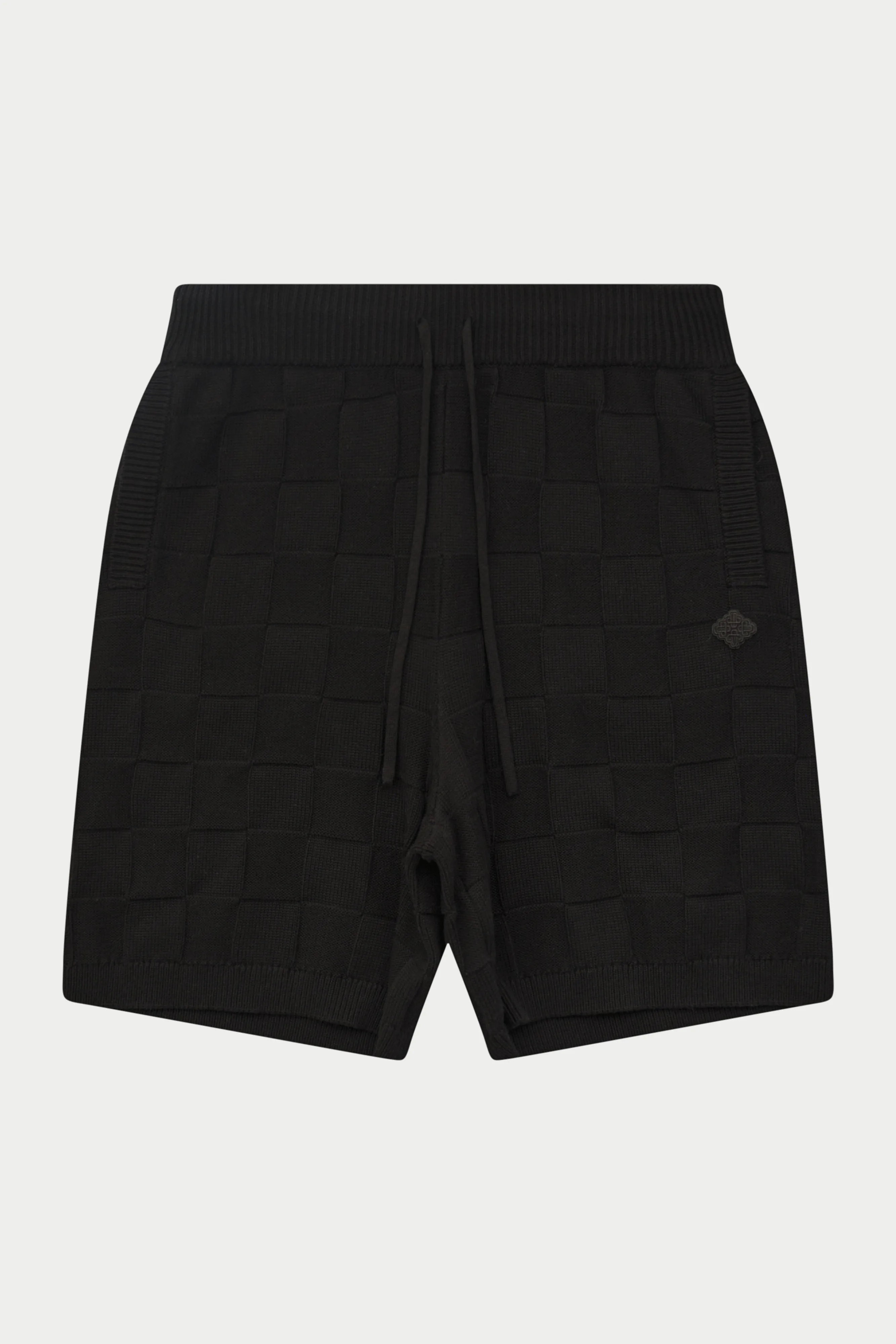 CHECKERBOARD KNITTED SHORT - BLACK