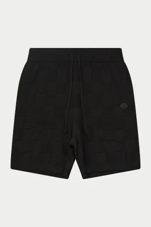 CHECKERBOARD KNITTED SHORT - BLACK
