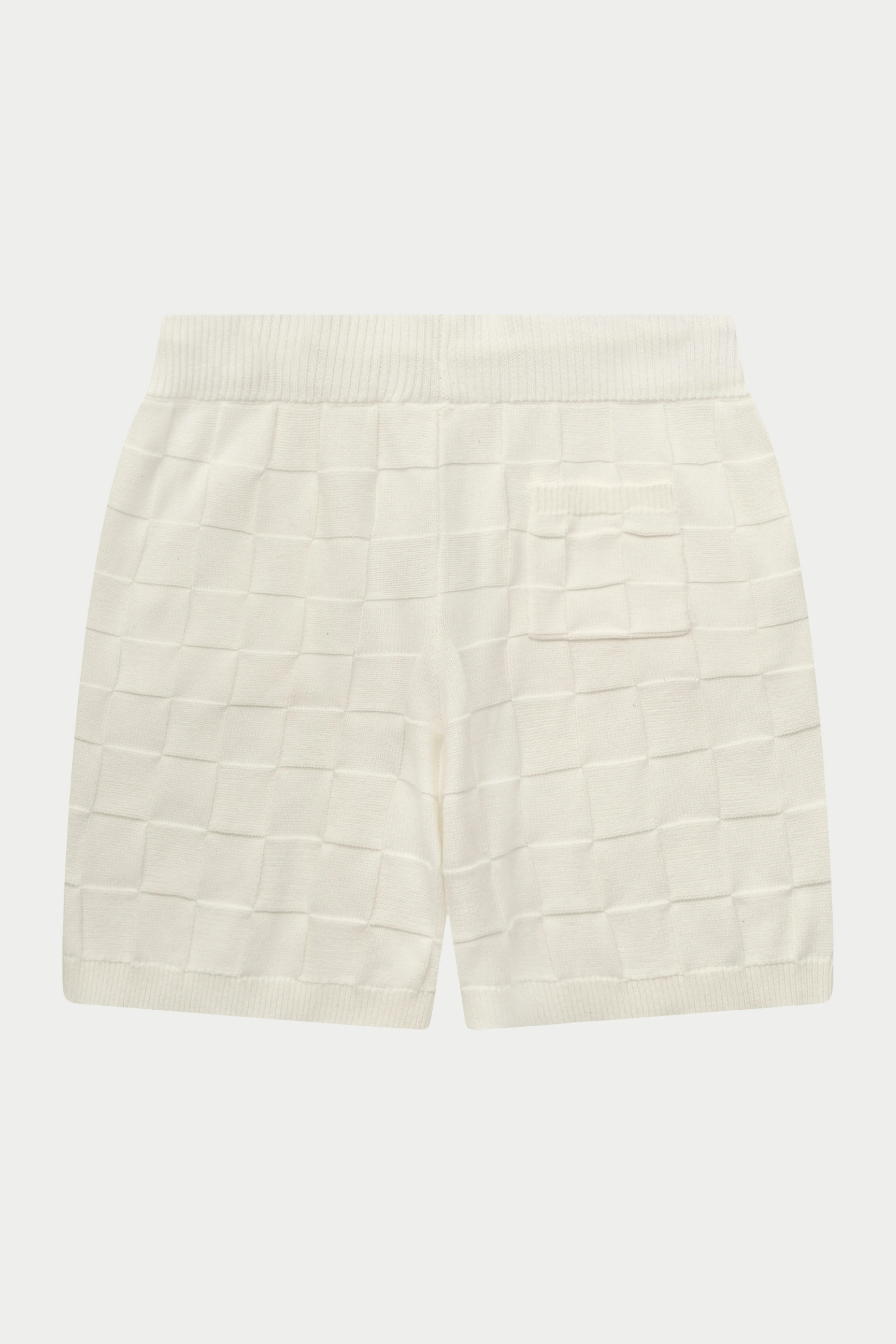 CHECKERBOARD KNITTED SHORT - OFF WHITE