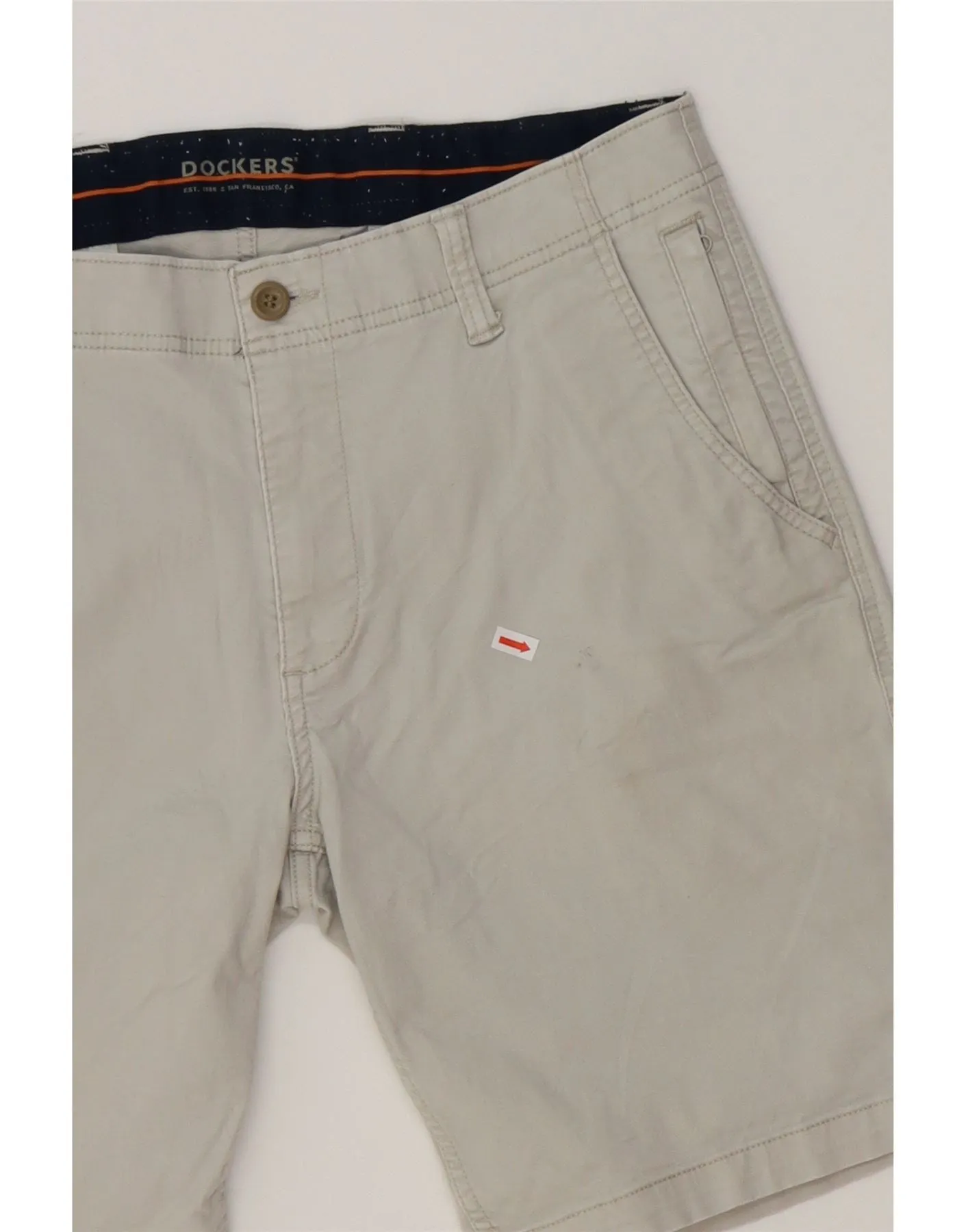 DOCKERS Mens Chino Shorts W34 Large Grey Cotton