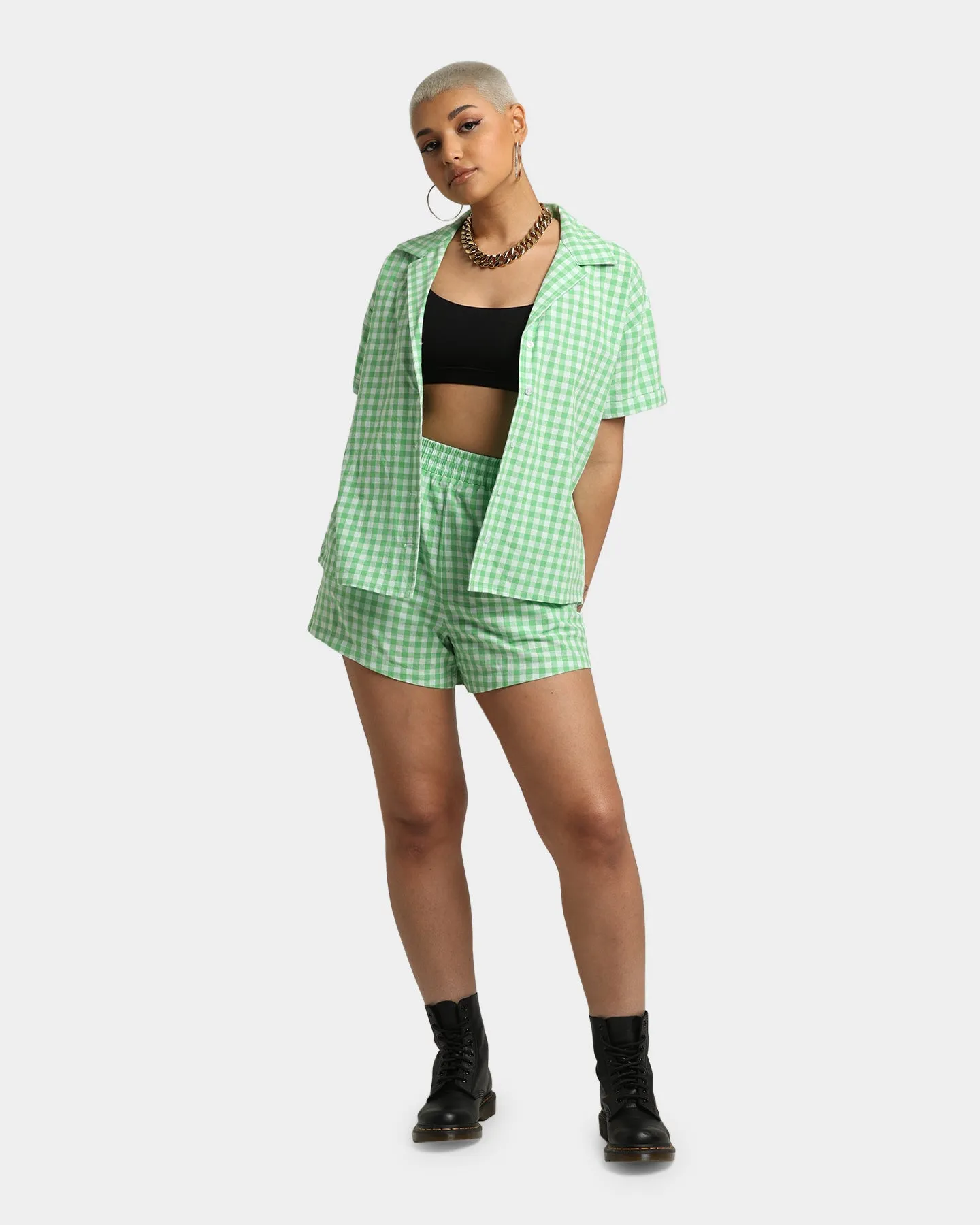 EN ES Women's Edge Shorts Gingham Aurora