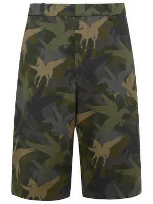 Etro Camouflage-Printed Side Striped Bermuda Shorts