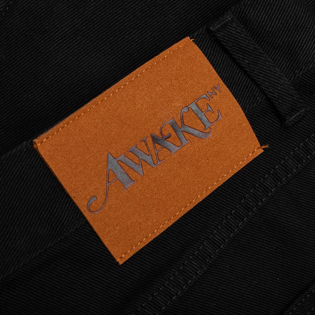 Frayed Script Painter Shorts - Black