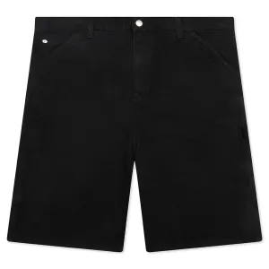 Frayed Script Painter Shorts - Black