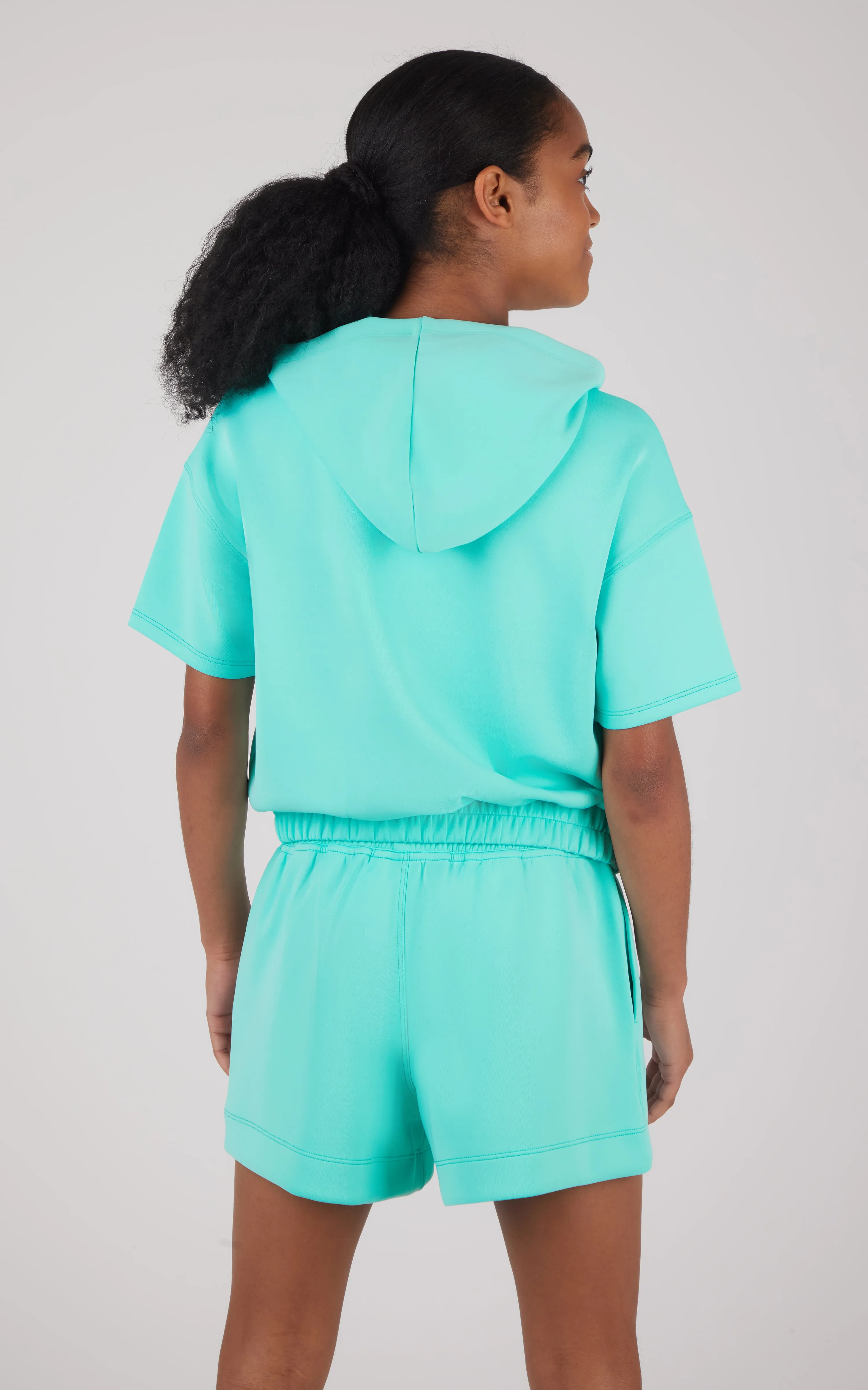 Girls 2 PC Softlite Short Sleeve Hoodie    Short Set