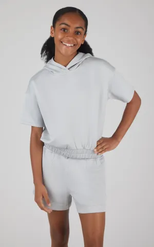 Girls 2 PC Softlite Short Sleeve Hoodie    Short Set