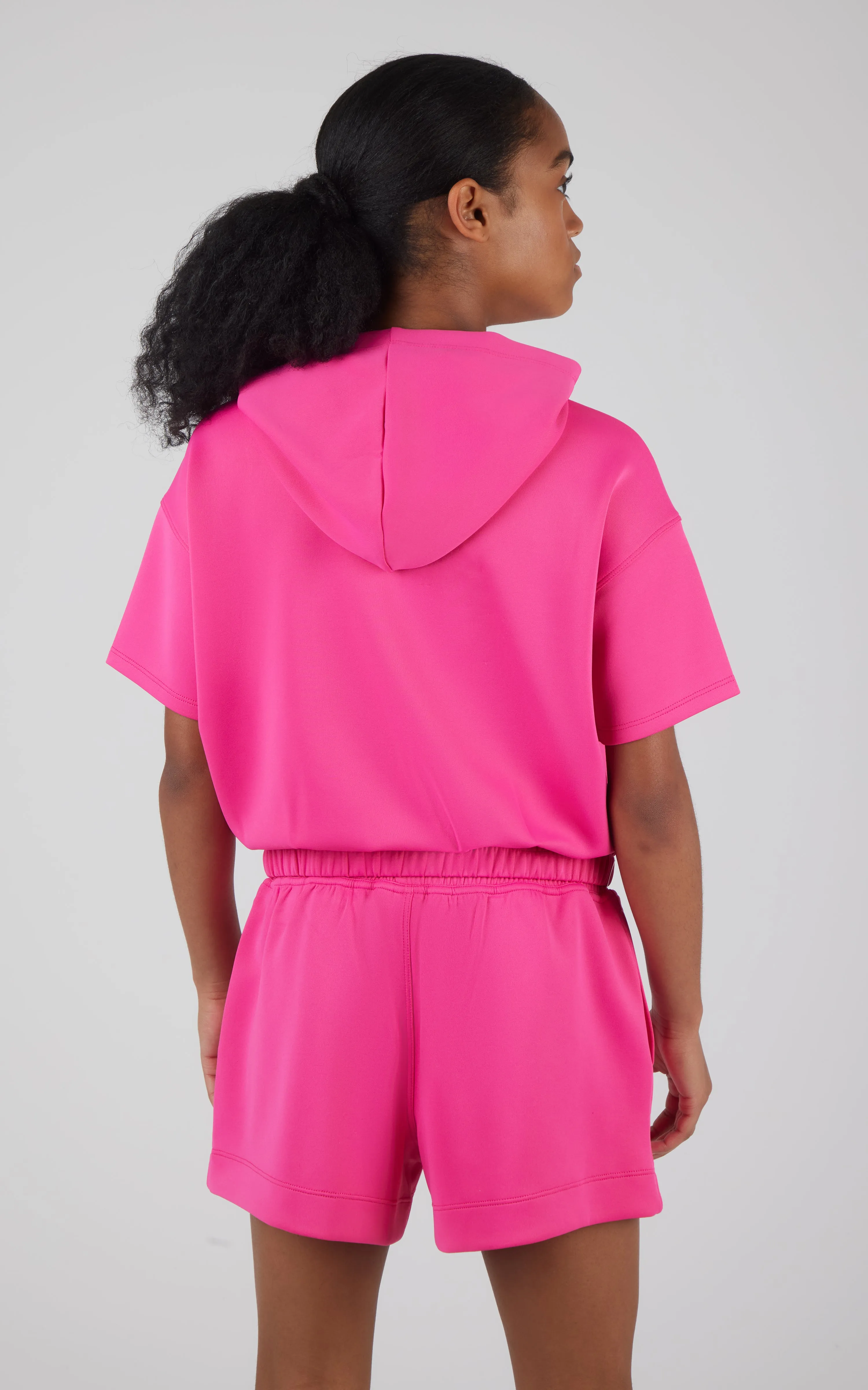 Girls 2 PC Softlite Short Sleeve Hoodie    Short Set