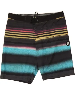 HURLEY Mens Swimming Shorts Large  Black Striped Polyester