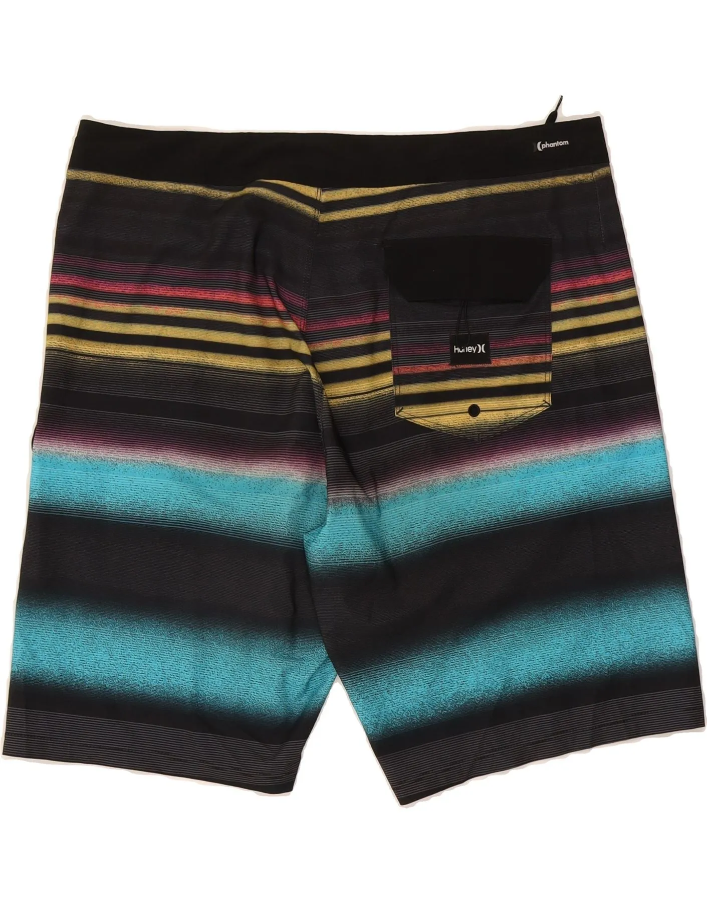 HURLEY Mens Swimming Shorts Large  Black Striped Polyester