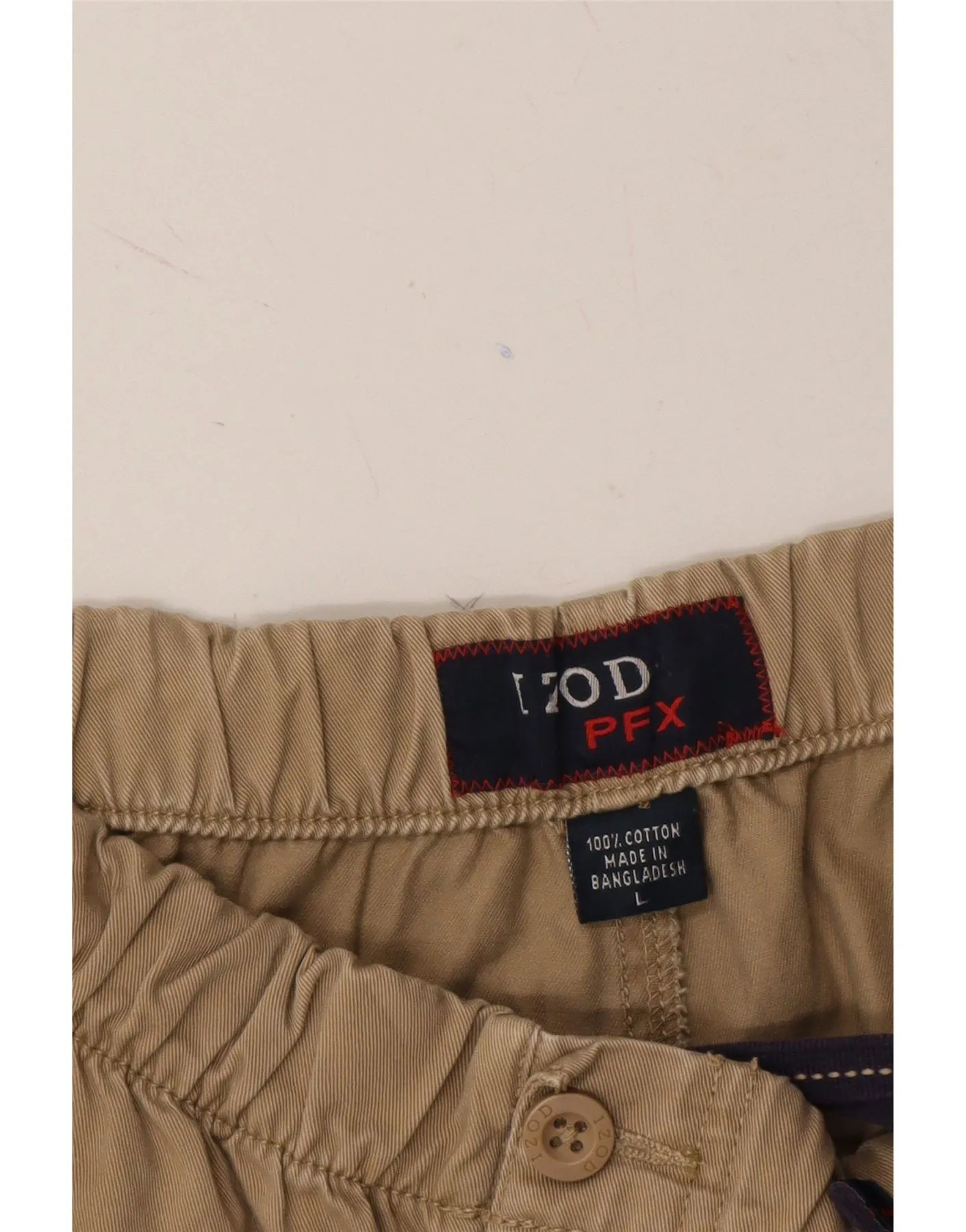 IZOD Mens Chino Shorts Large W34  Beige Cotton