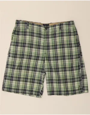 IZOD Mens Chino Shorts W36 Large Green Check Cotton