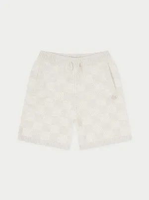 KIDS KNITTED CHECKERBOARD SHORTS - GREY
