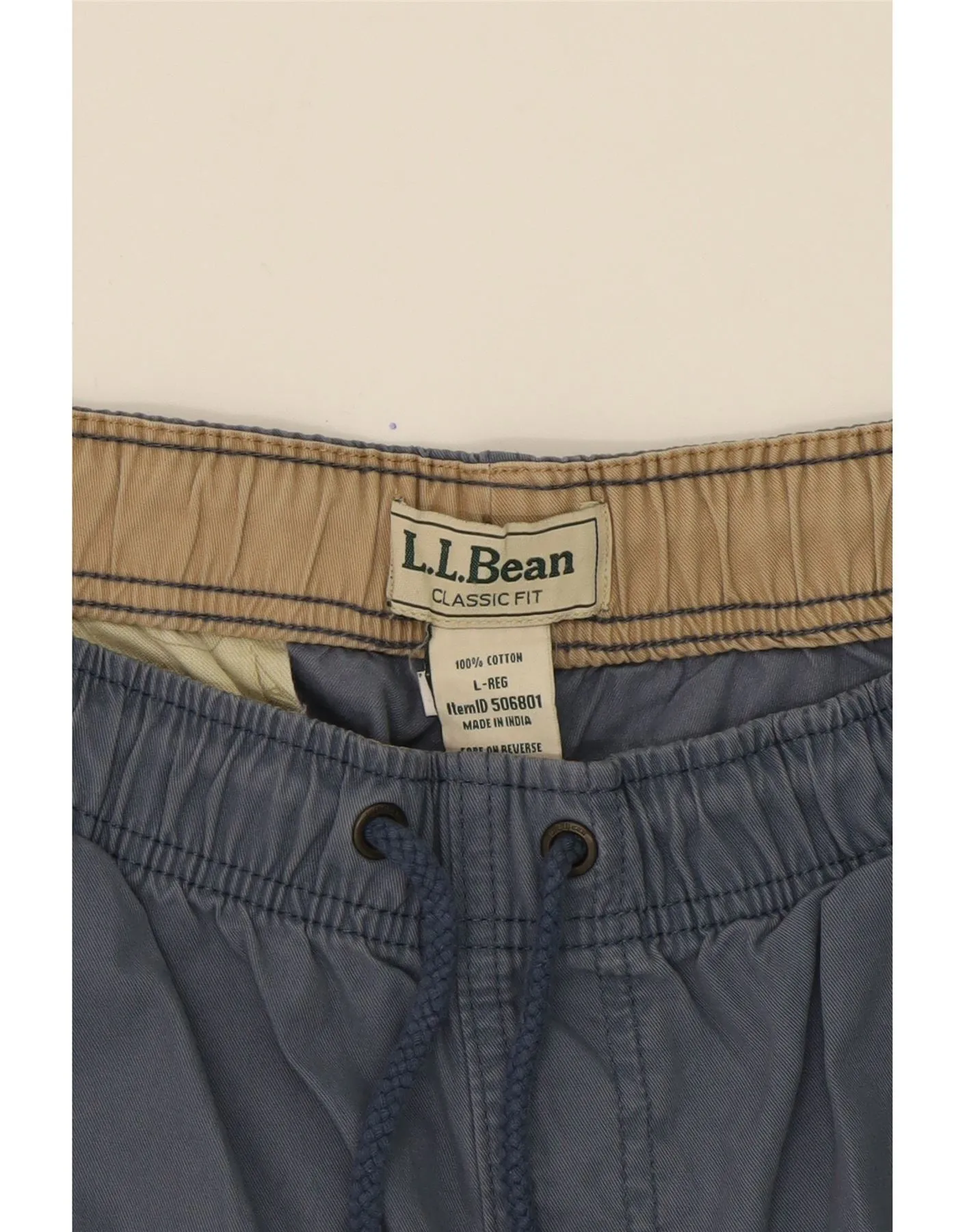 L.L.BEAN Mens Chino Shorts Large W34  Blue Cotton