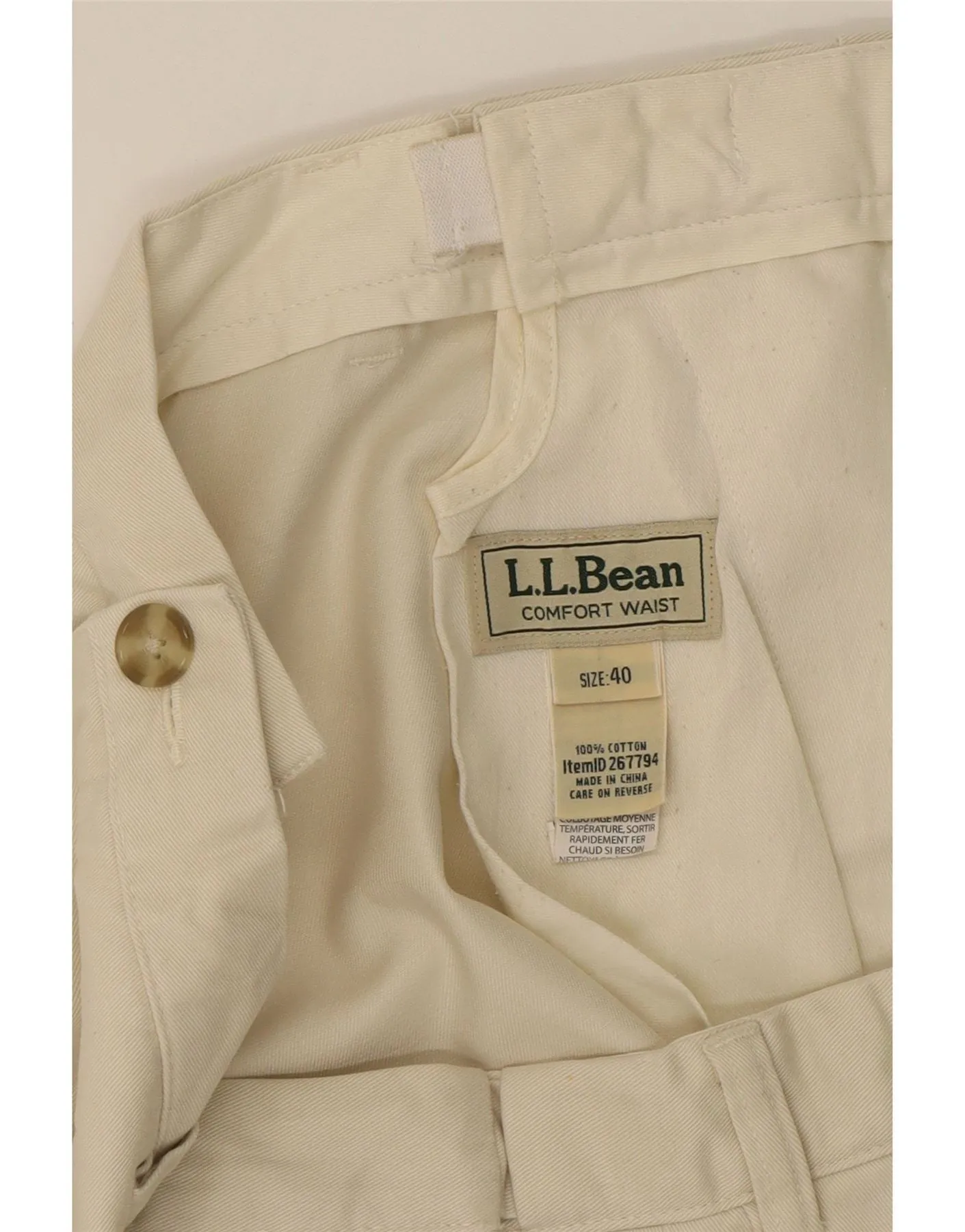 L.L.BEAN Mens Chino Shorts W40 XL Beige Cotton