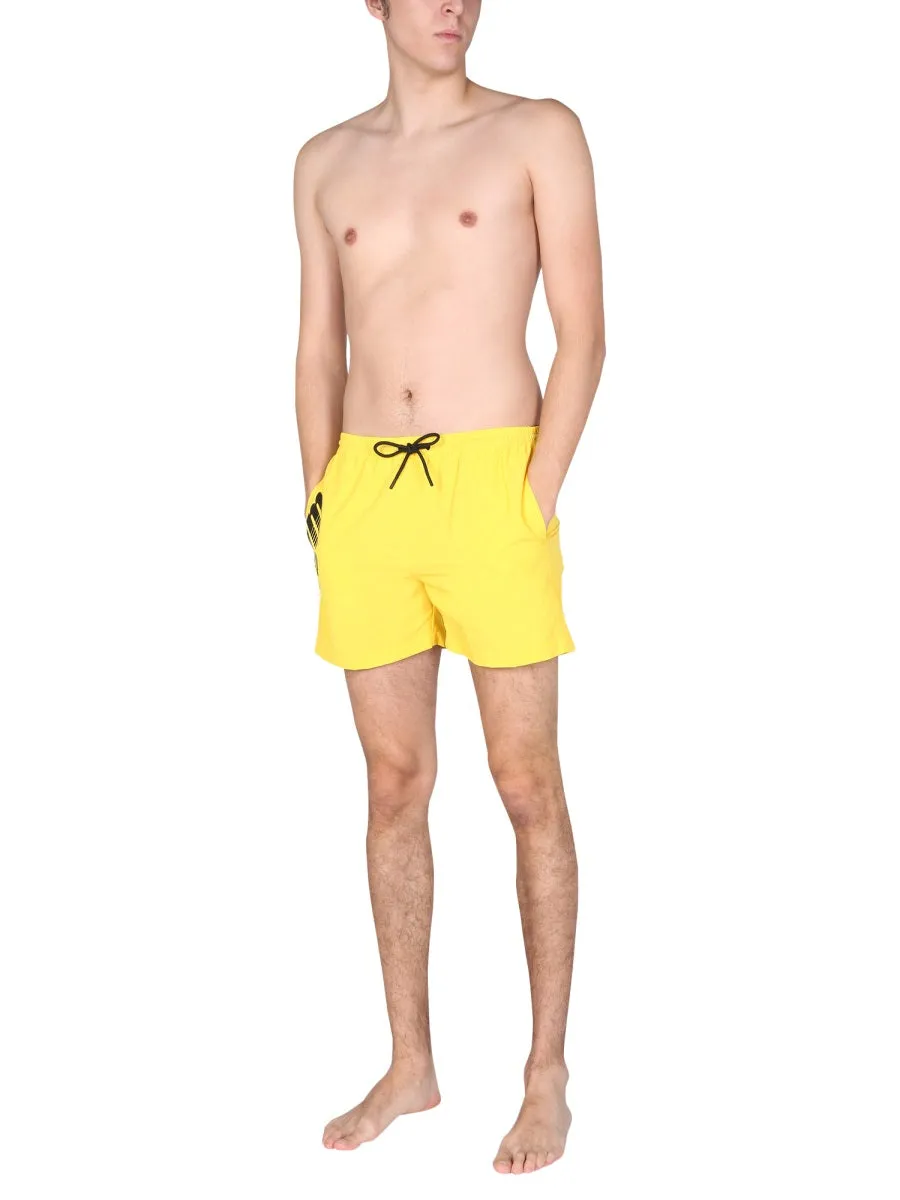 MSGM Logo Printed Swim Shorts