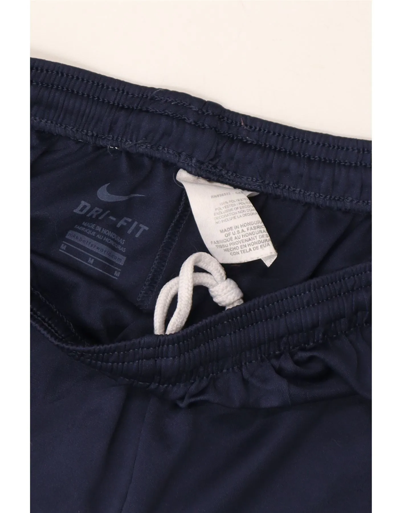 NIKE Womens Dri Fit Graphic Sport Shorts UK 12 Medium  Navy Blue Polyester