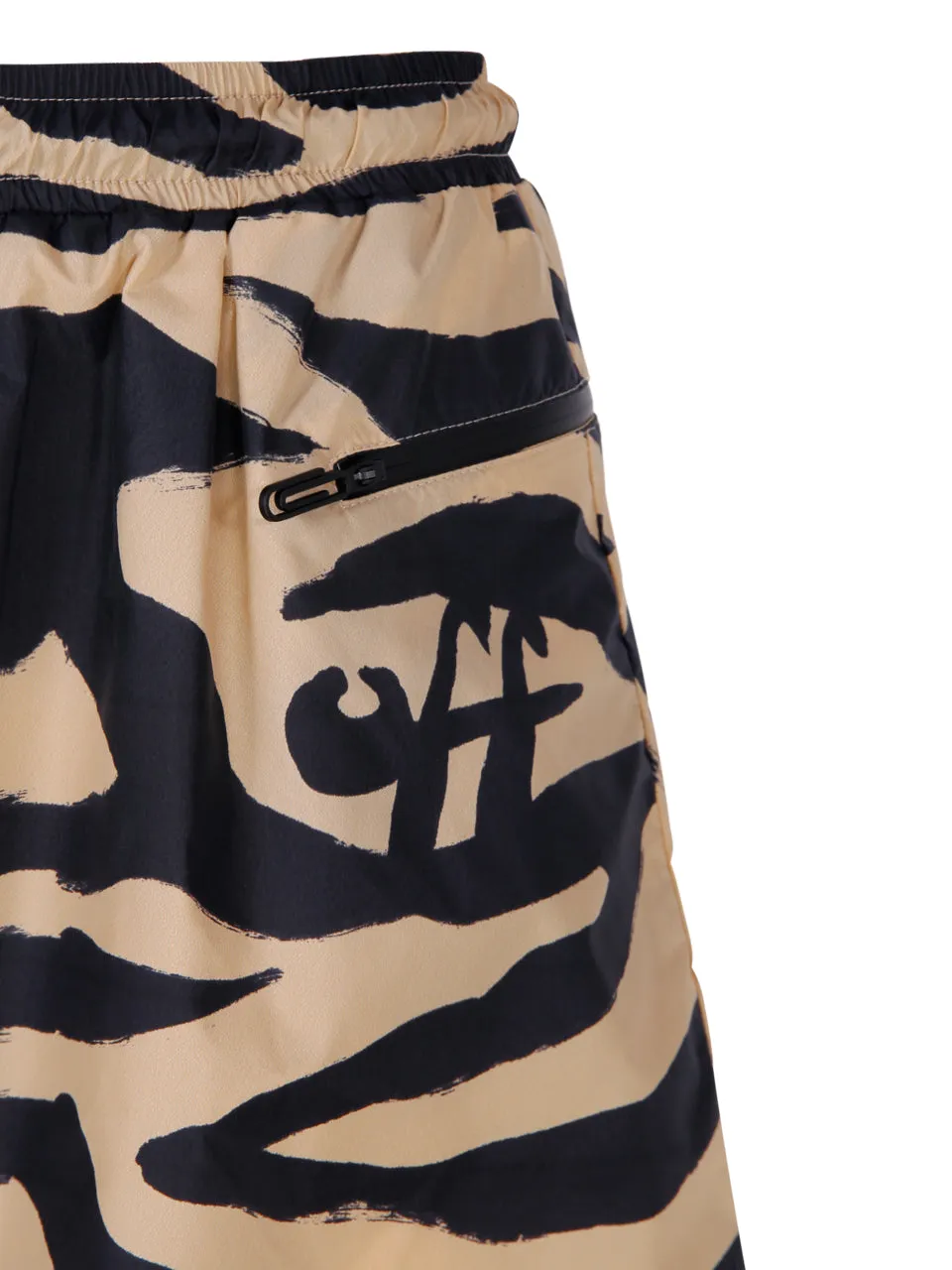 Off-White Allover Zebra Print Drawstring Shorts