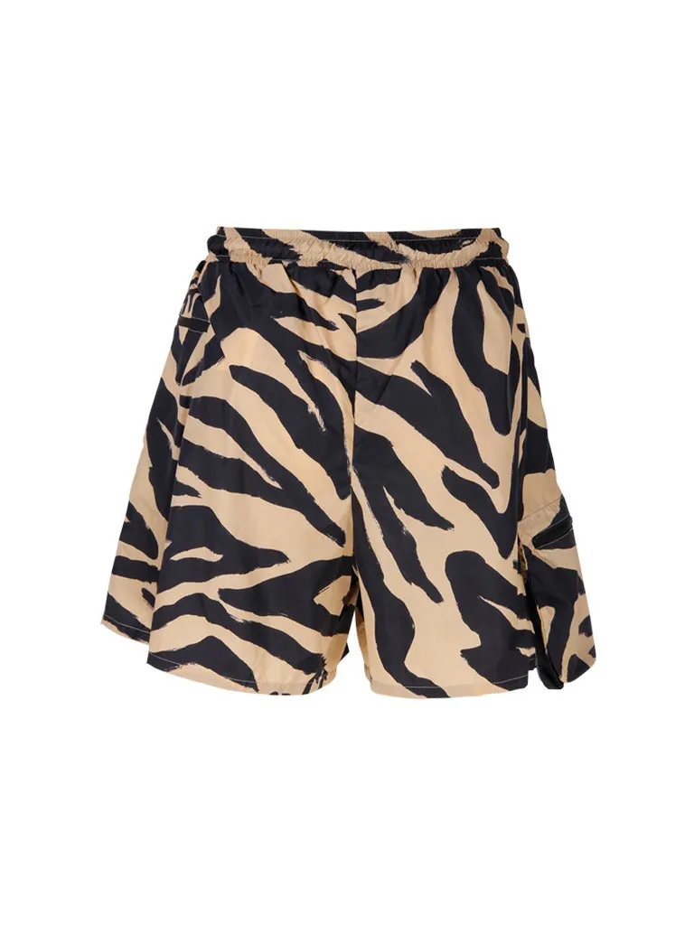 Off-White Allover Zebra Print Drawstring Shorts