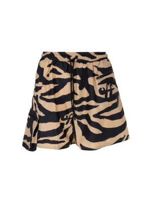 Off-White Allover Zebra Print Drawstring Shorts