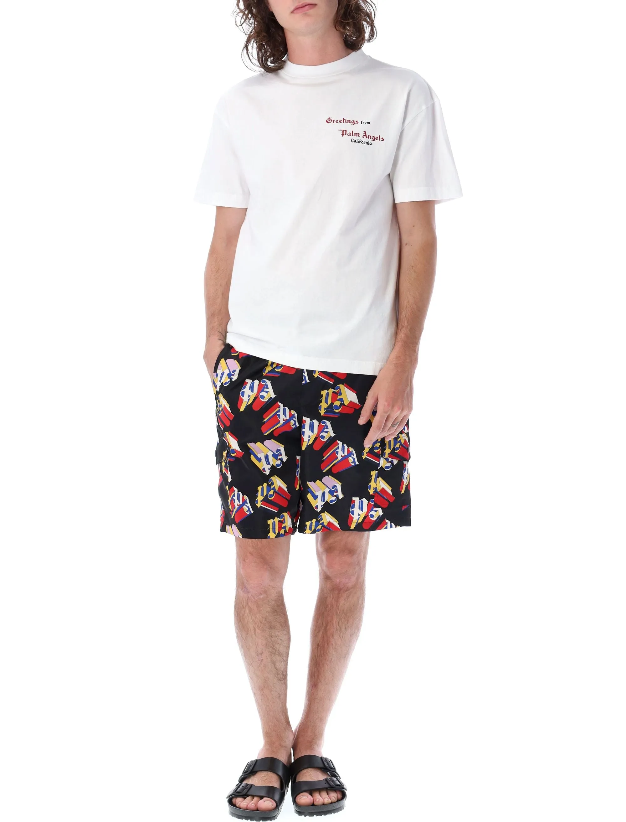 Palm Angels Allover Printed Elasticated Waistband Swim Shorts