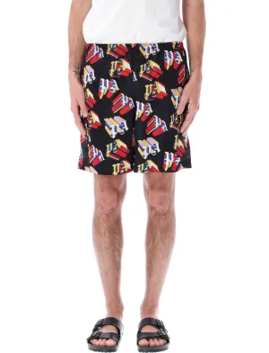 Palm Angels Allover Printed Elasticated Waistband Swim Shorts