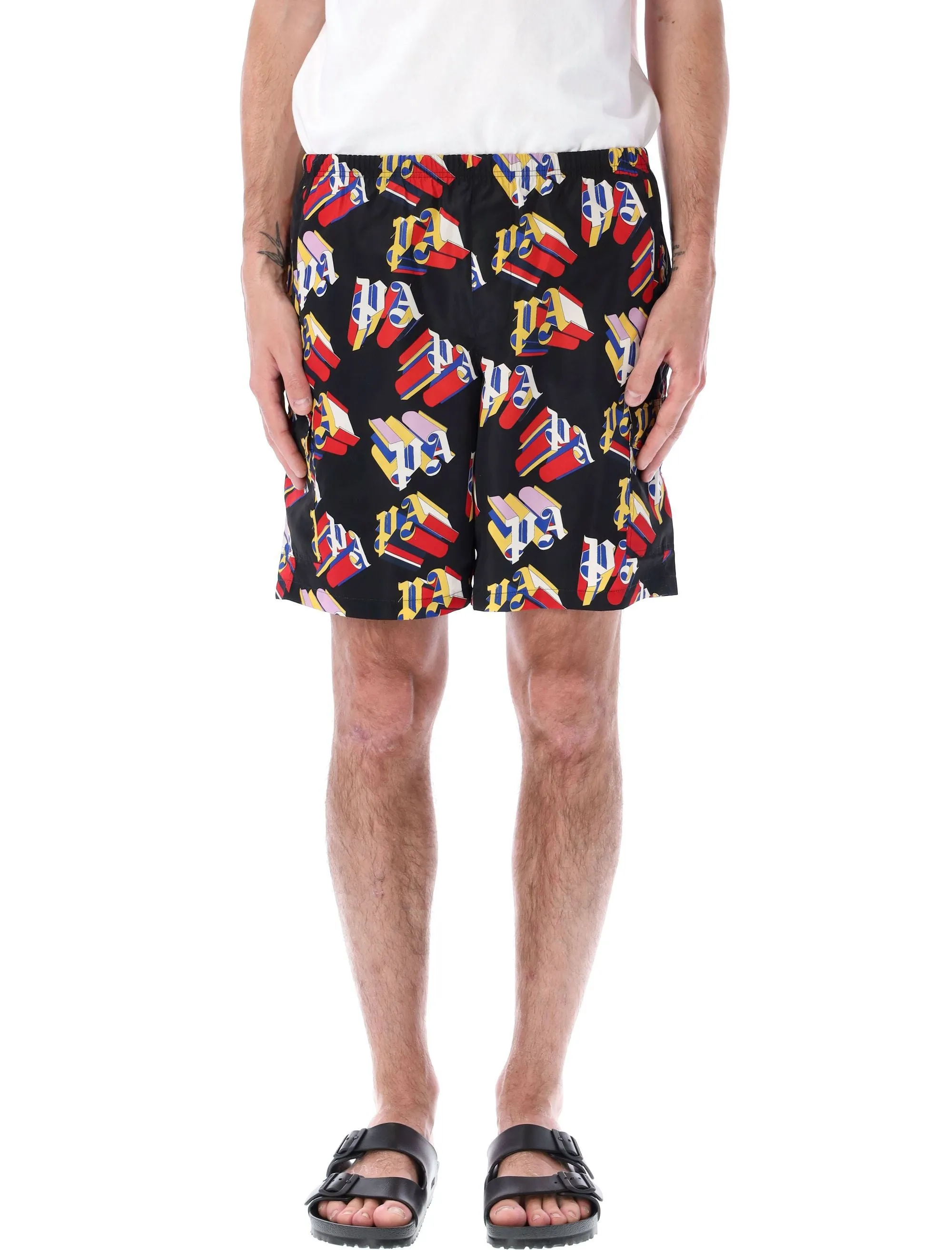 Palm Angels Allover Printed Elasticated Waistband Swim Shorts