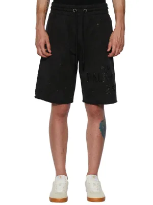 Palm Angels Logo Printed Distressed Drawstring Shorts