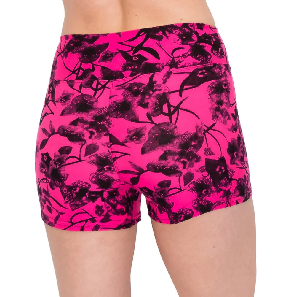 Print Design Yoga Shorts - 3" Waistband