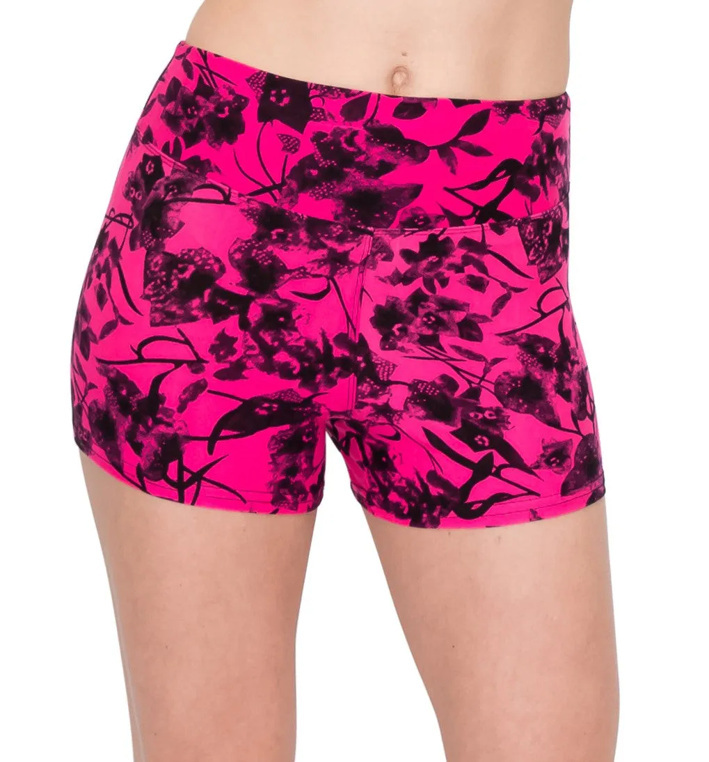 Print Design Yoga Shorts - 3" Waistband