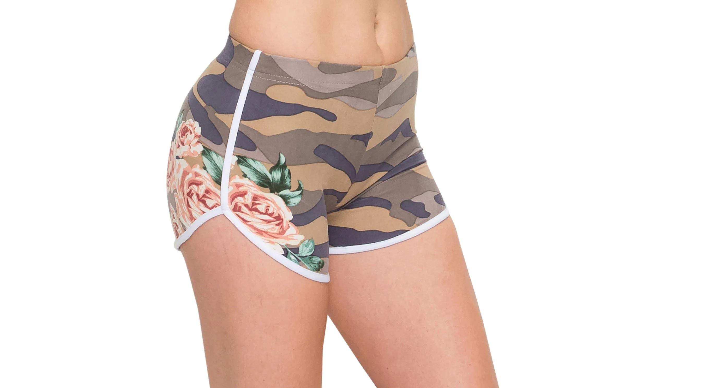 Print Designs Camo/Floral Yoga Shorts