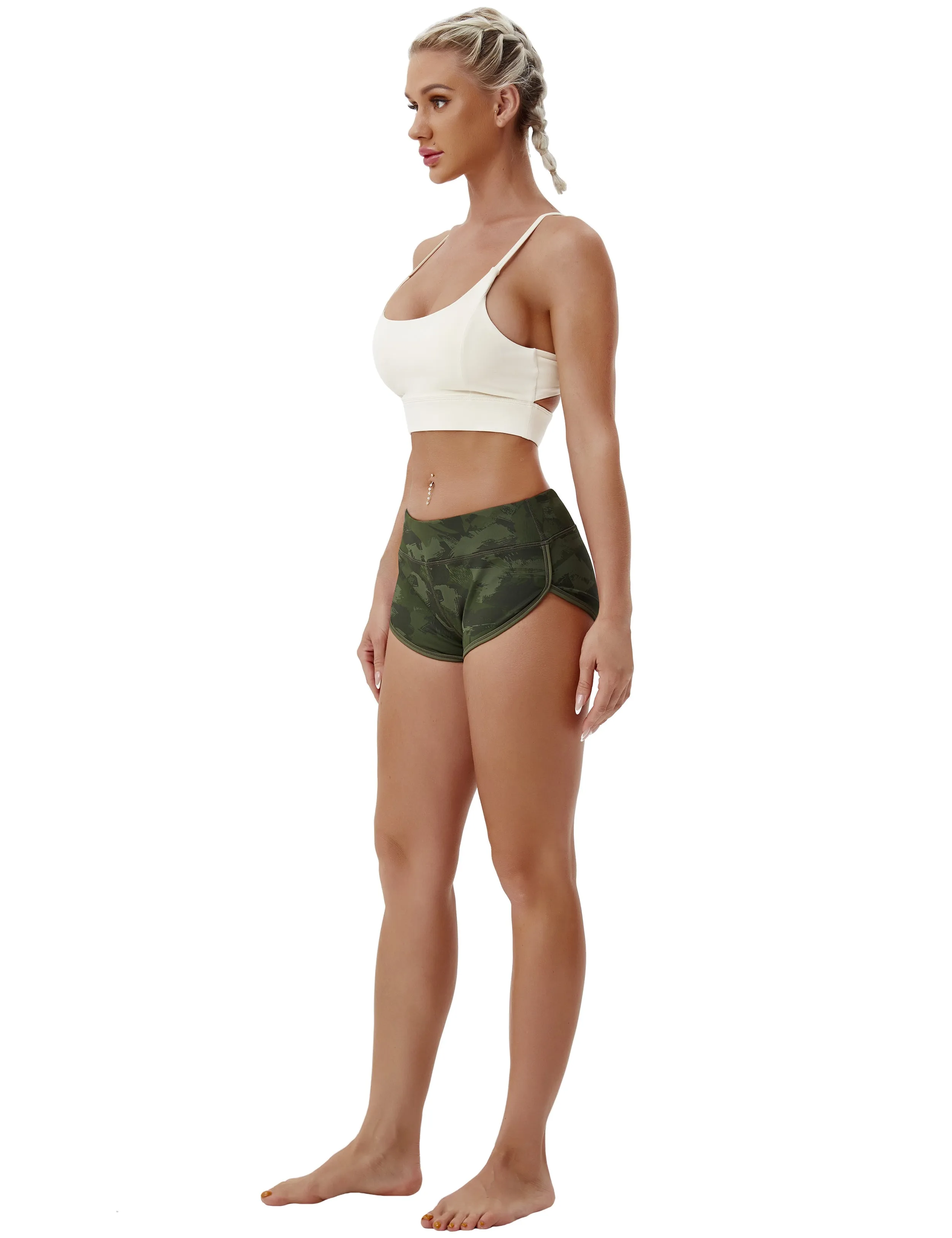 Printed Booty Tall Size Shorts green brushcamo_Tall Size