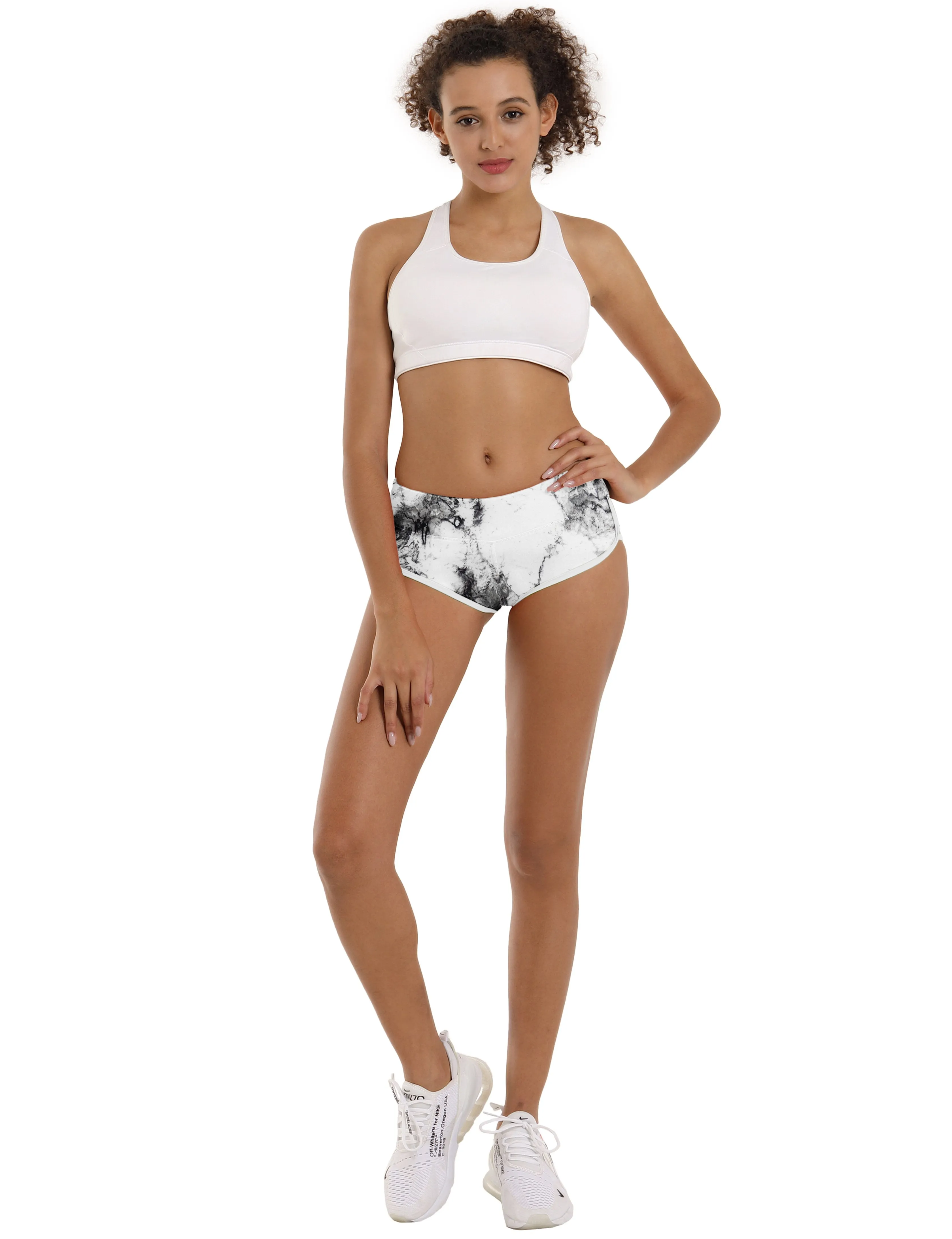 Printed Booty Yoga Shorts arabescato ins