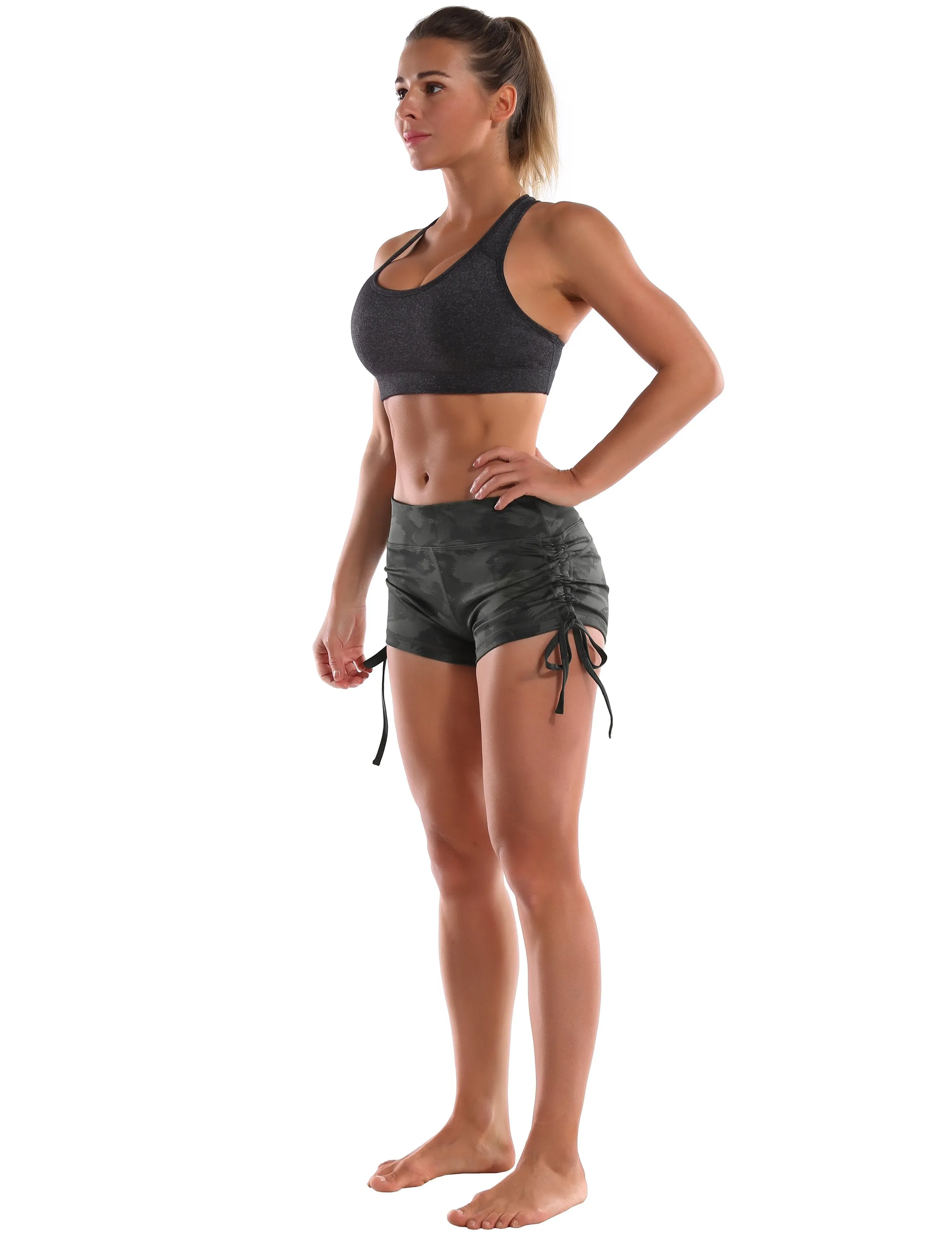 Printed Side Drawstring Hot Shorts dimgray brushcamo ins_Biking