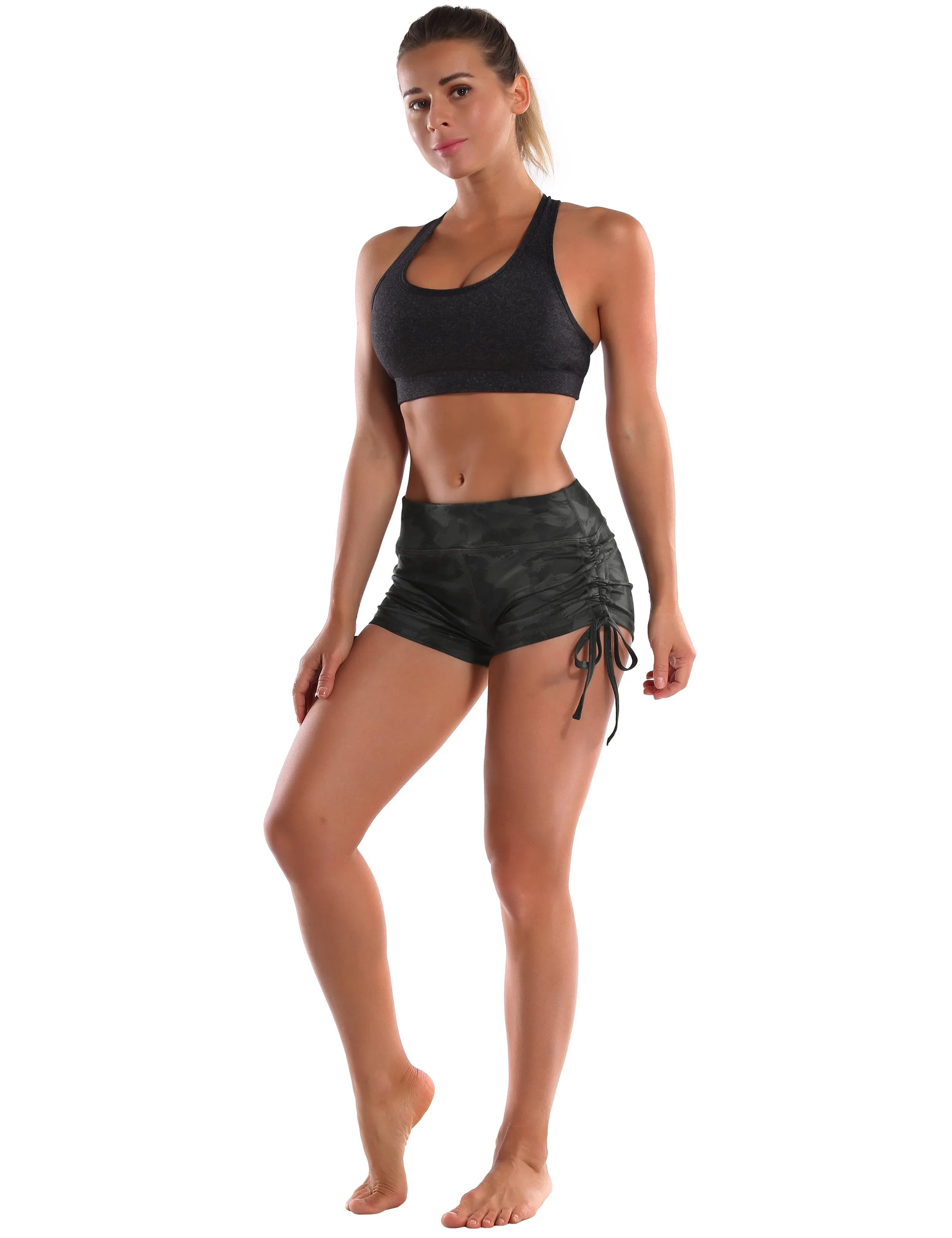 Printed Side Drawstring Hot Shorts dimgray brushcamo ins_Tall Size