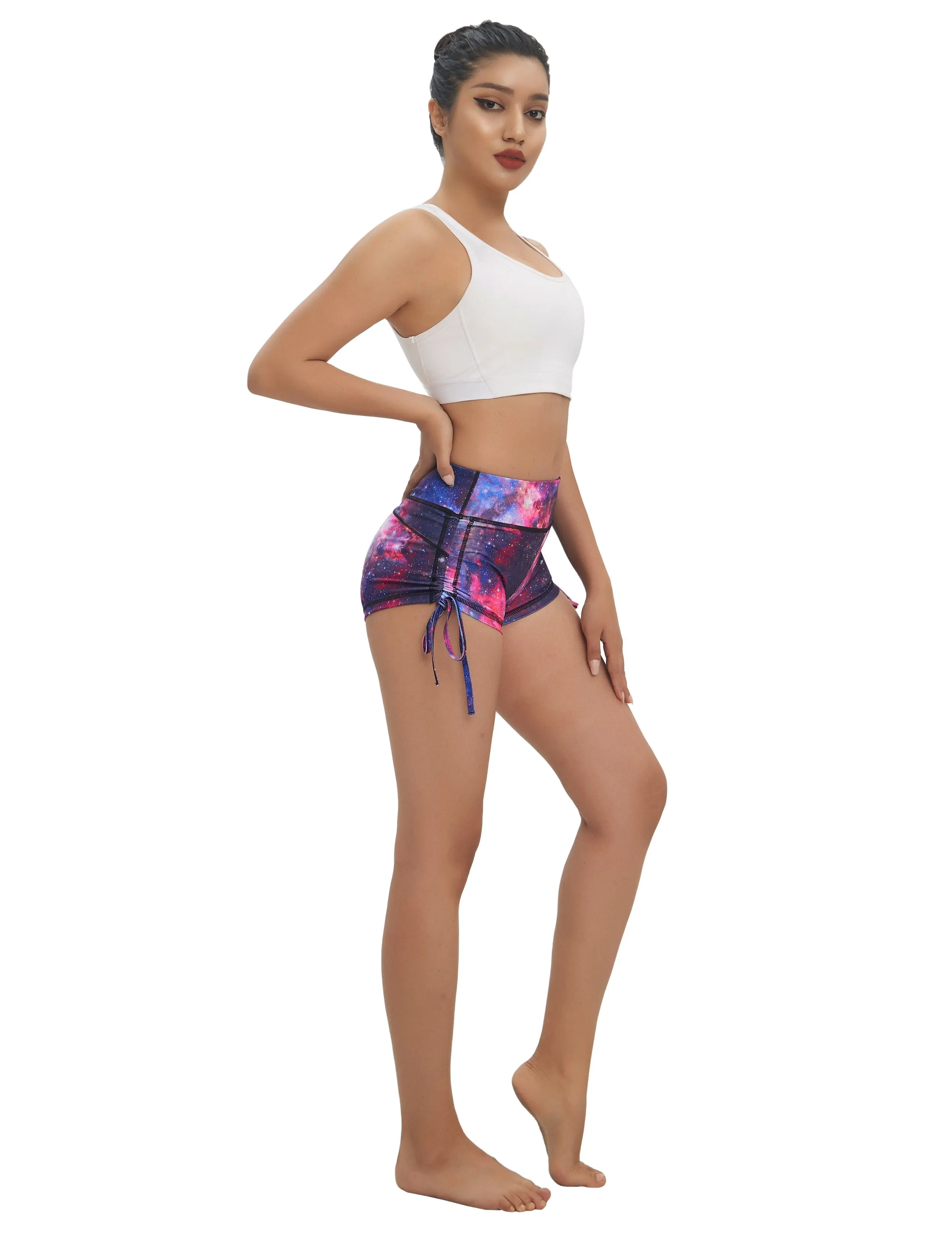 Printed Side Drawstring Hot Shorts galaxy_Jogging