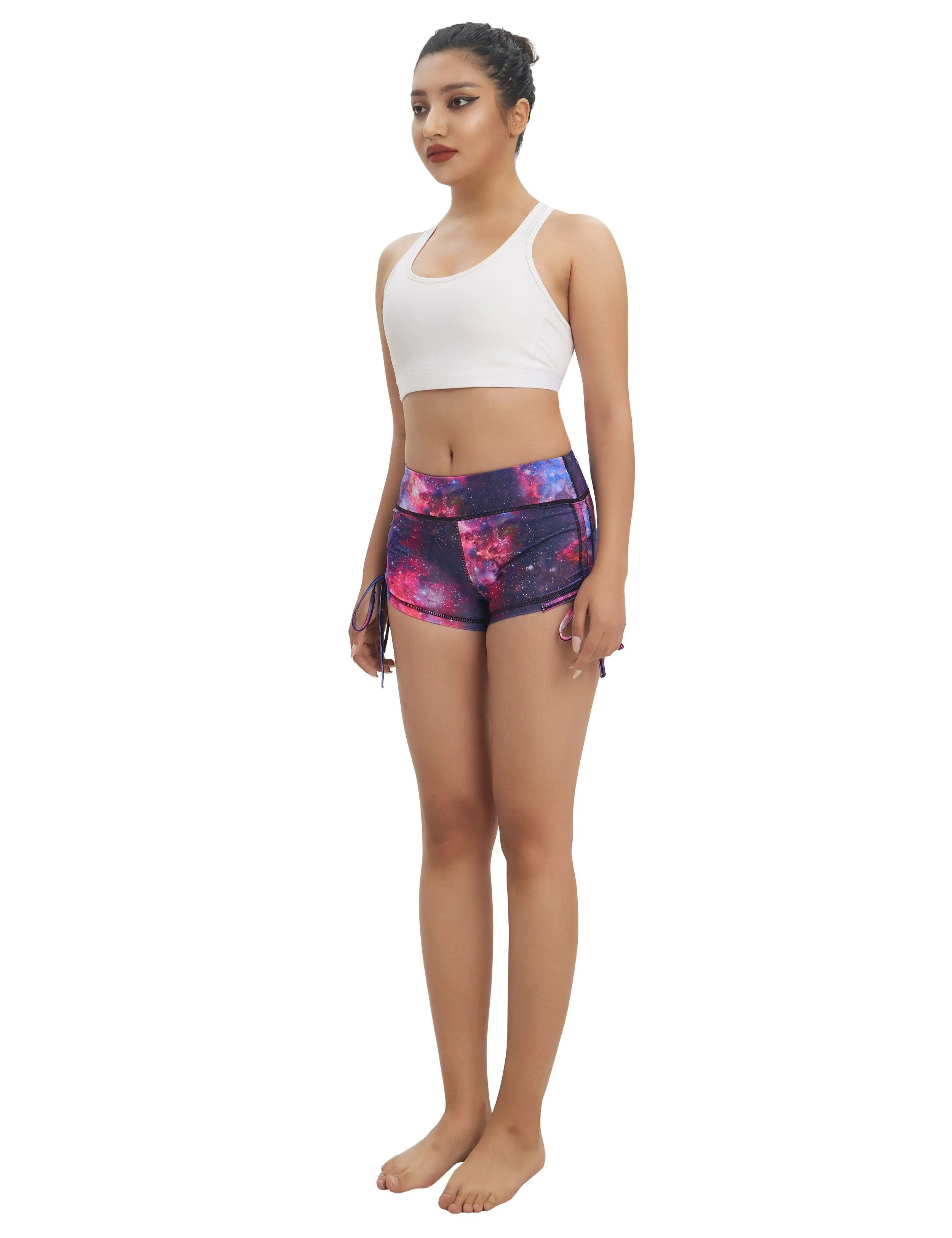 Printed Side Drawstring Hot Shorts galaxy_Jogging