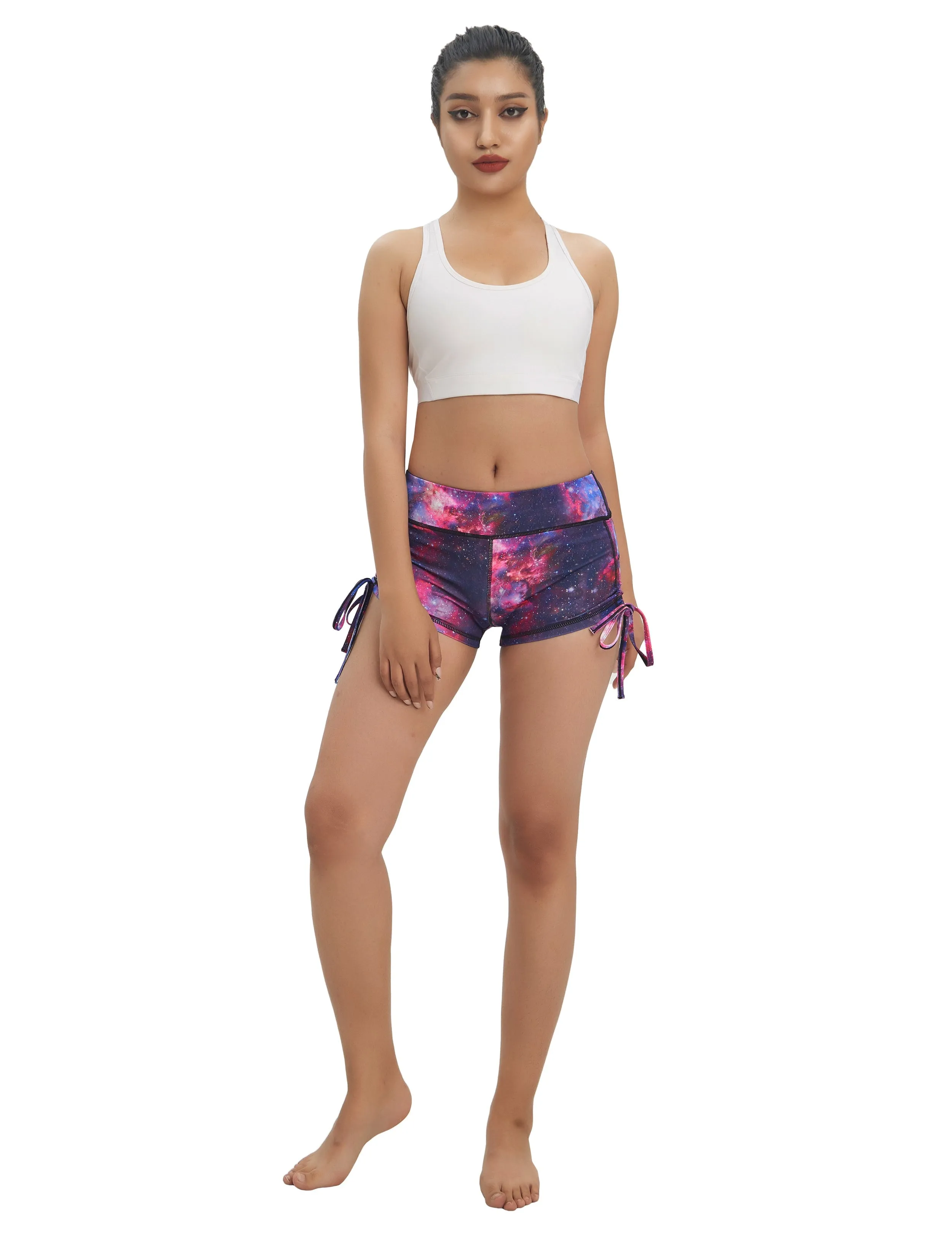 Printed Side Drawstring Hot Shorts galaxy_Jogging