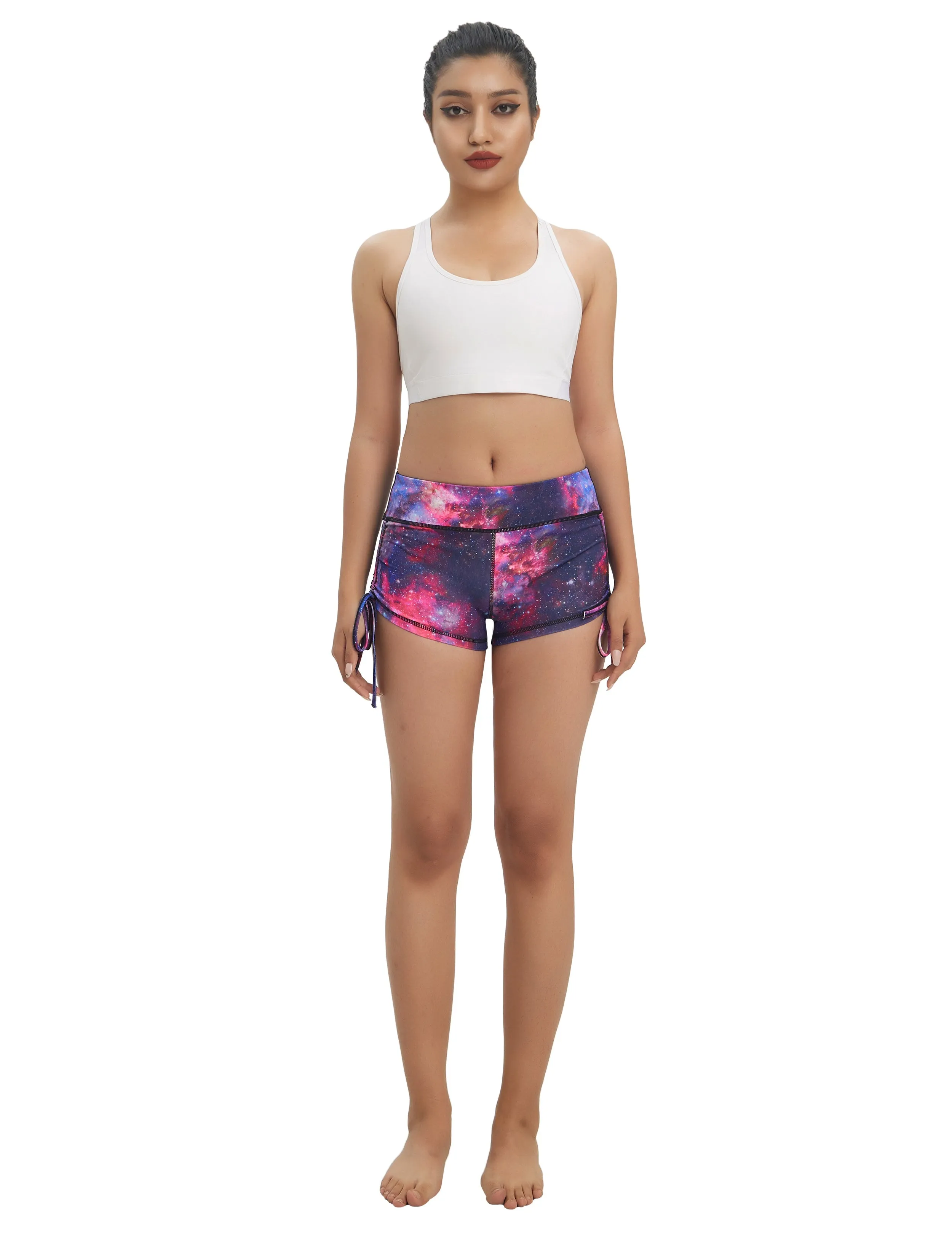 Printed Side Drawstring Hot Shorts galaxy_Jogging