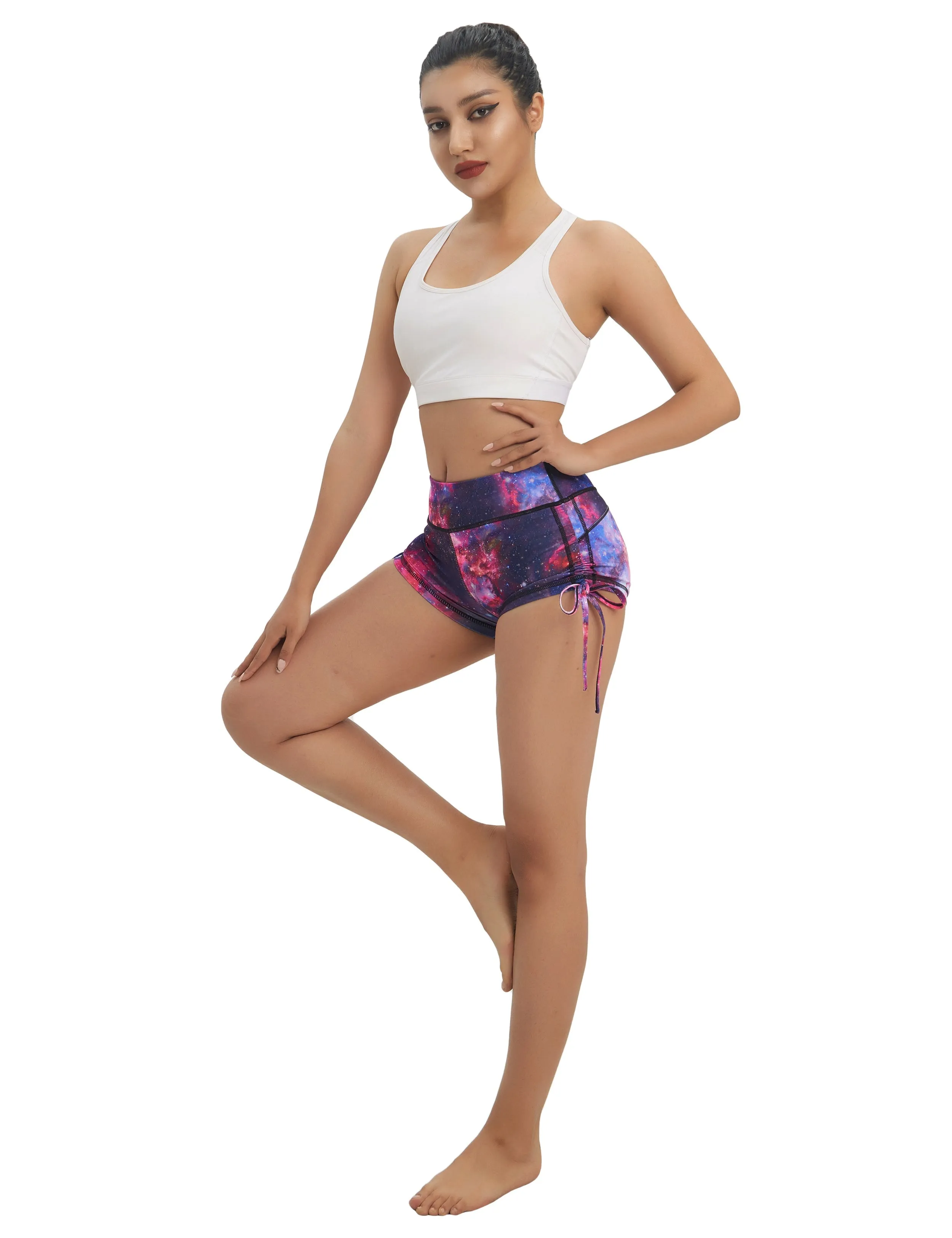 Printed Side Drawstring Hot Shorts galaxy_Jogging