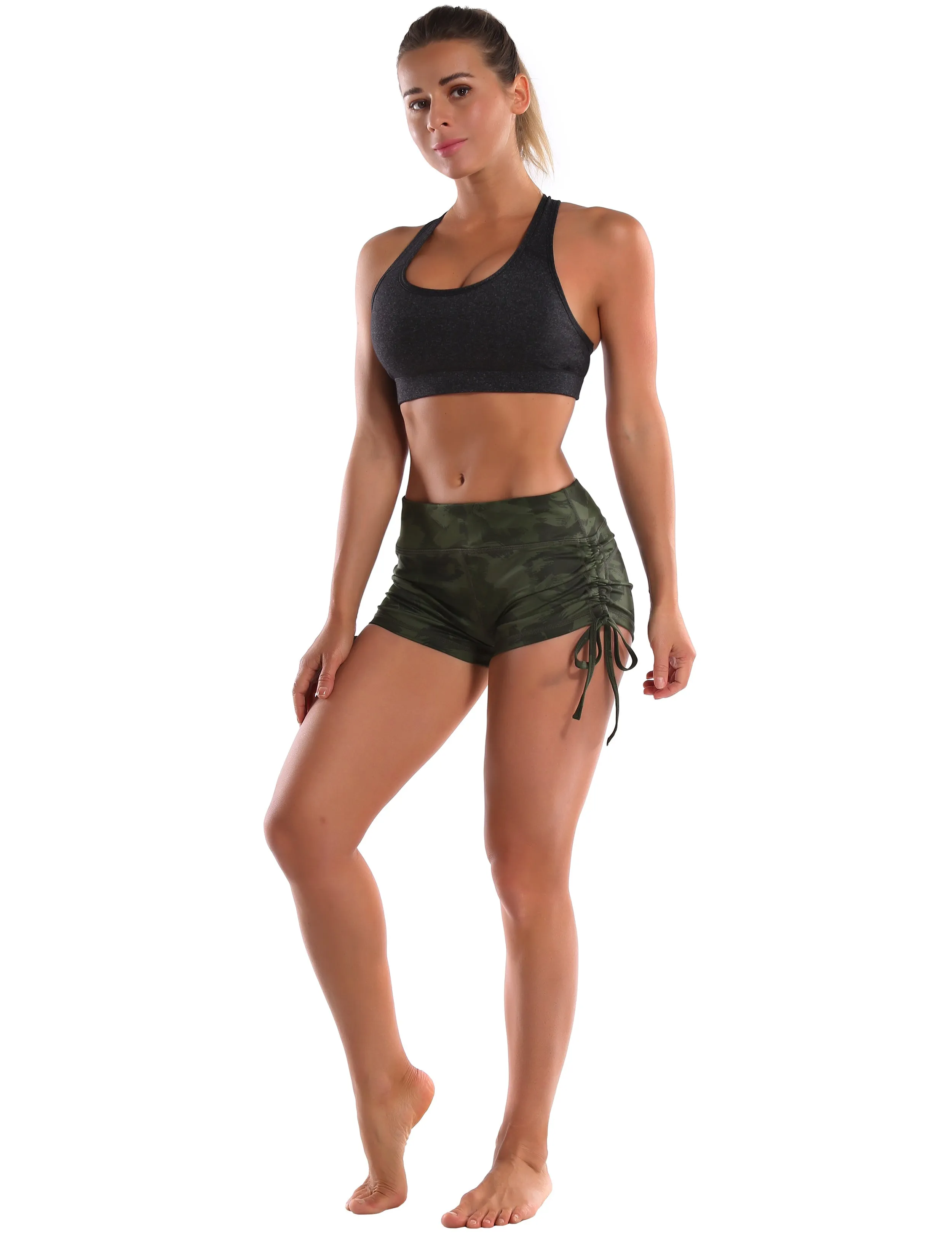 Printed Side Drawstring Hot Shorts green brushcamo_Gym