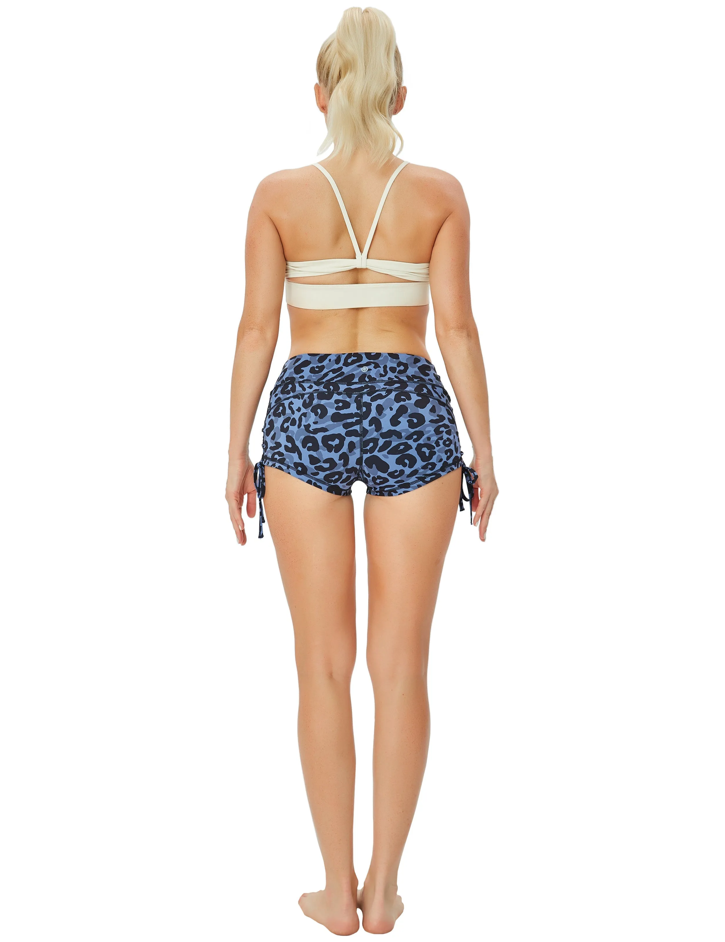 Printed Side Drawstring Hot Shorts navy_leopard_Tall Size