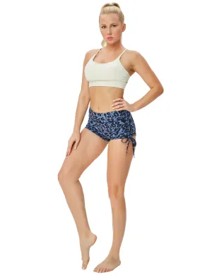 Printed Side Drawstring Hot Shorts navy_leopard_Tall Size