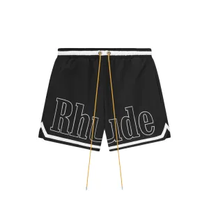R H U D E Logo Basketball Swim Shorts Black/White