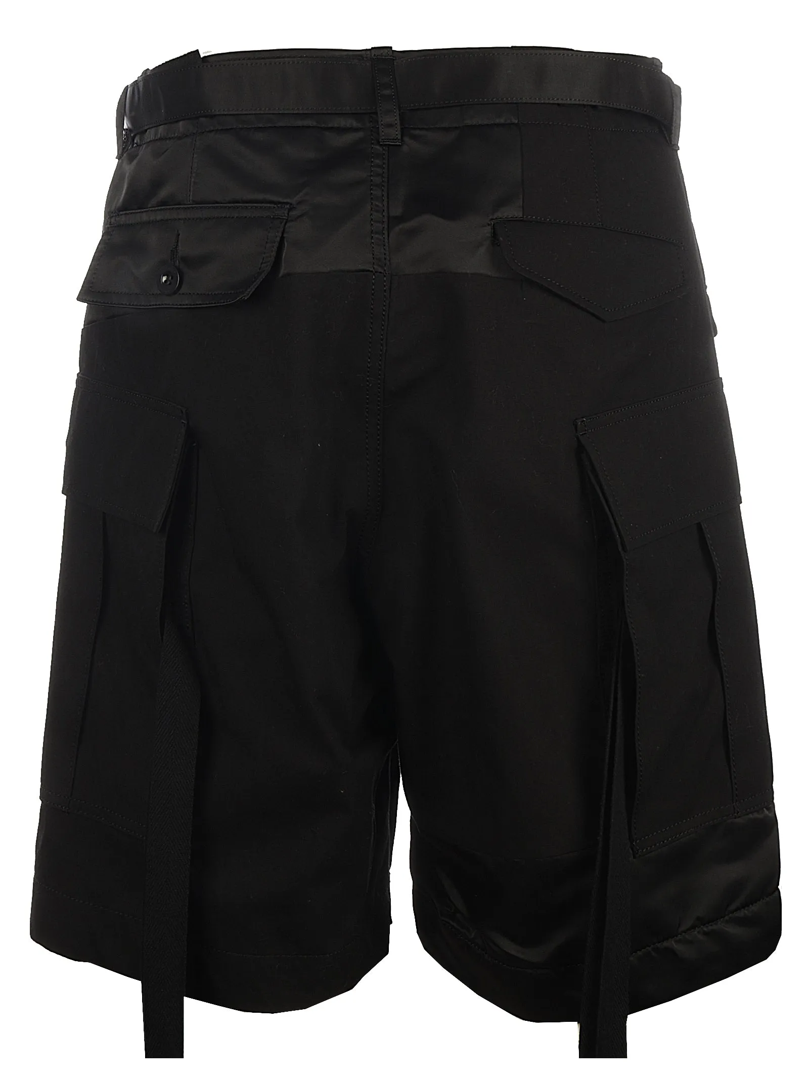 Sacai Belted Tonal Patchwork Shorts