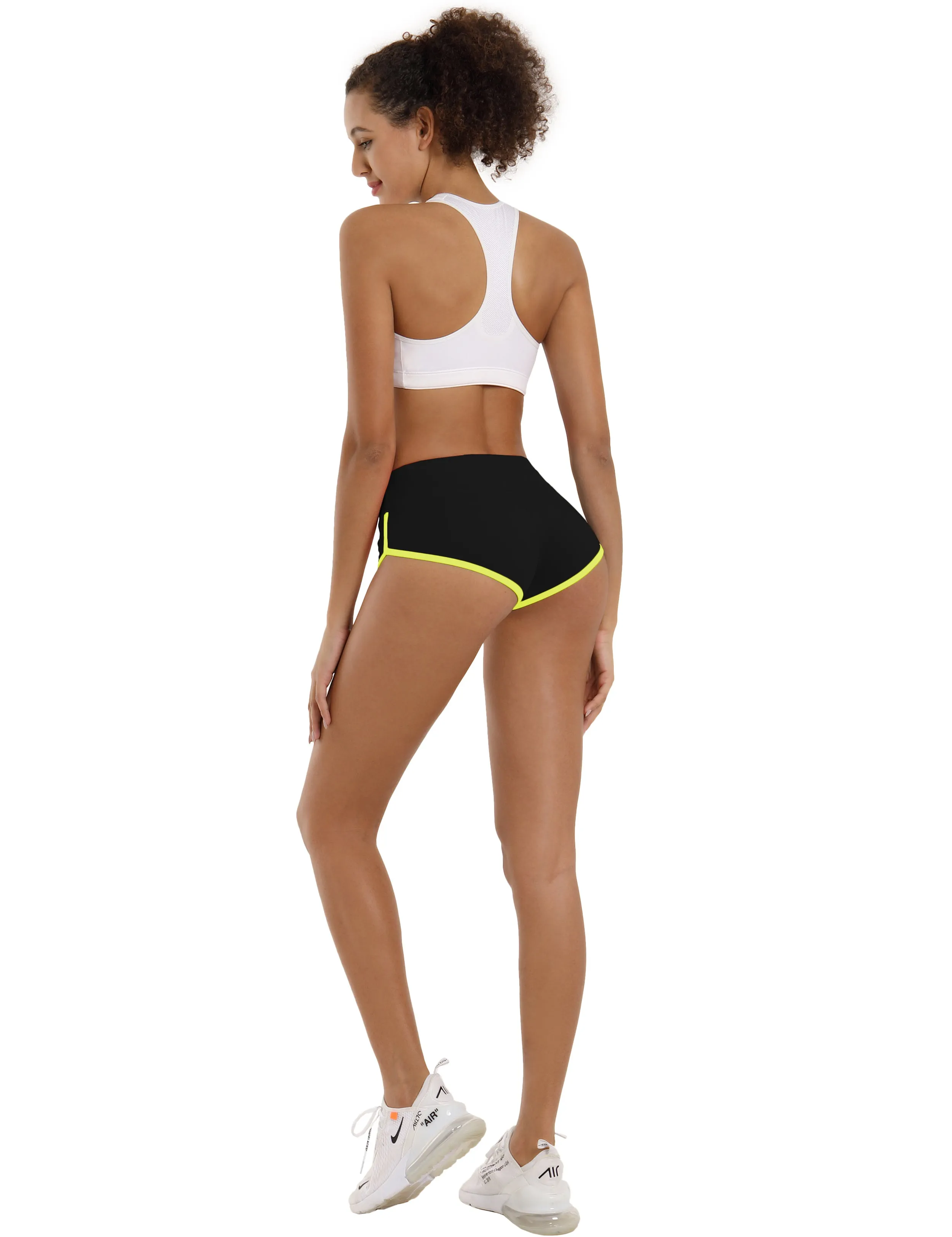Sexy Booty Yoga Shorts black_fluorescentyellow